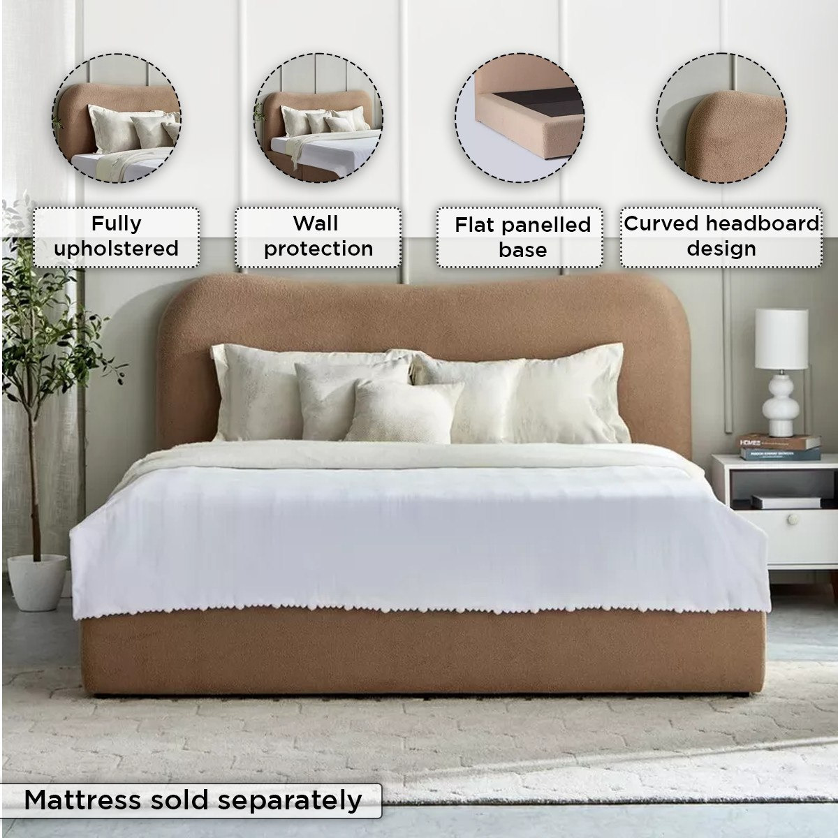 Movo Marwell Rizzoli Upholstered Queen Bed - 160x200 cm-hbxbedroom-bedsandbedsets-beds-queen-image-4