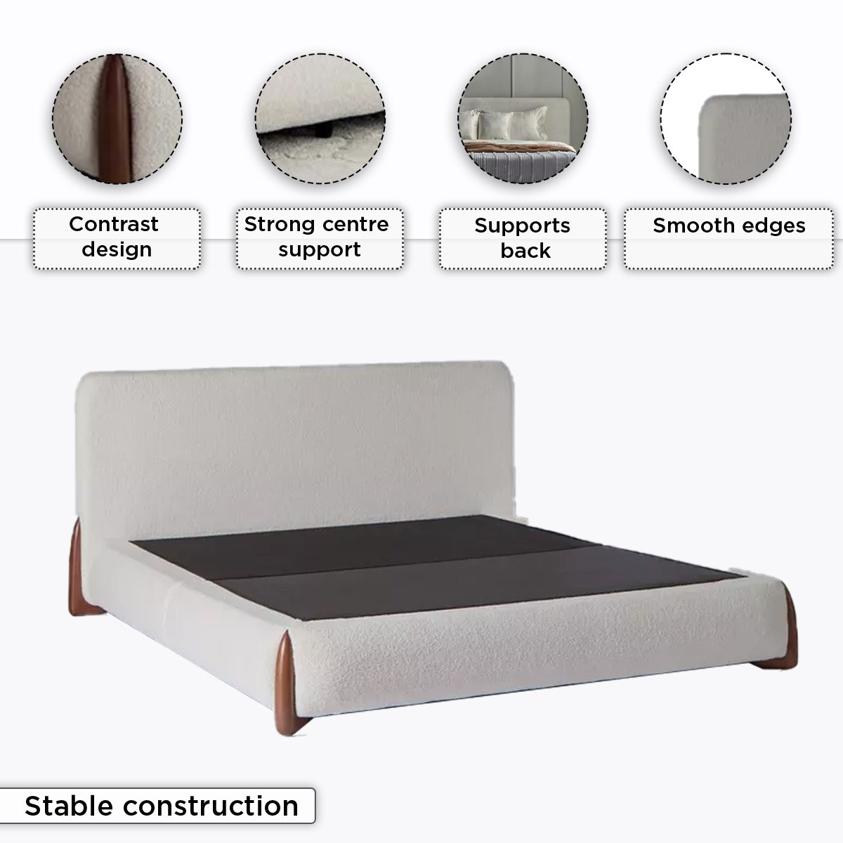 Movo Pearl Tuscany Upholstered Queen Bed - 160x200 cm-hbxbedroom-bedsandbedsets-beds-queen-image-6