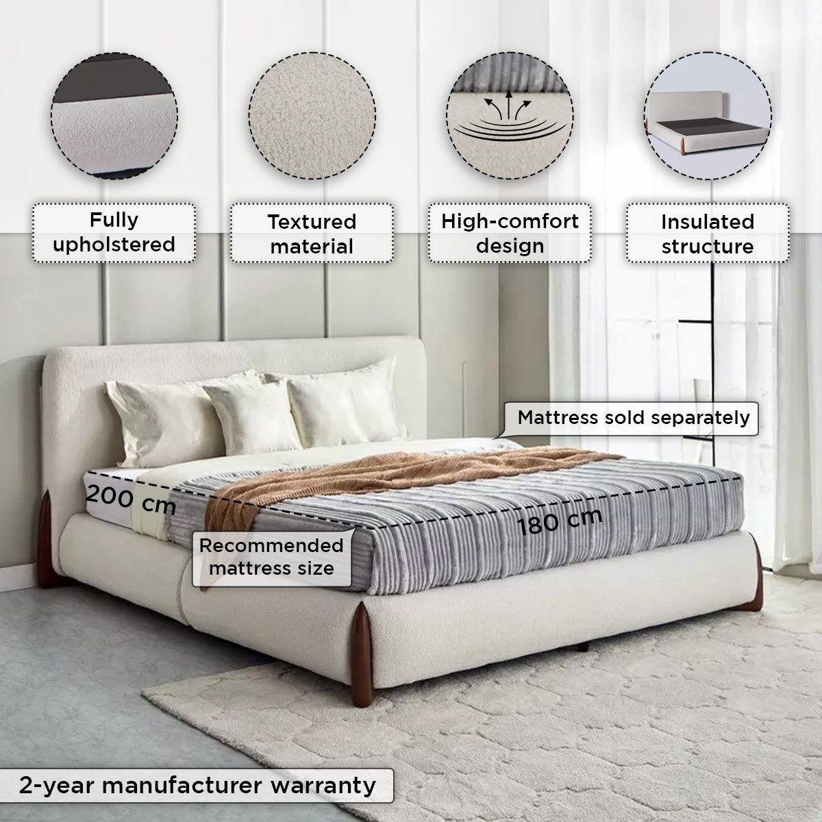 Movo Pearl Tuscany Upholstered King Bed - 180x200 cm-PROMO_HB_UAE_HBX10_250526-image-4