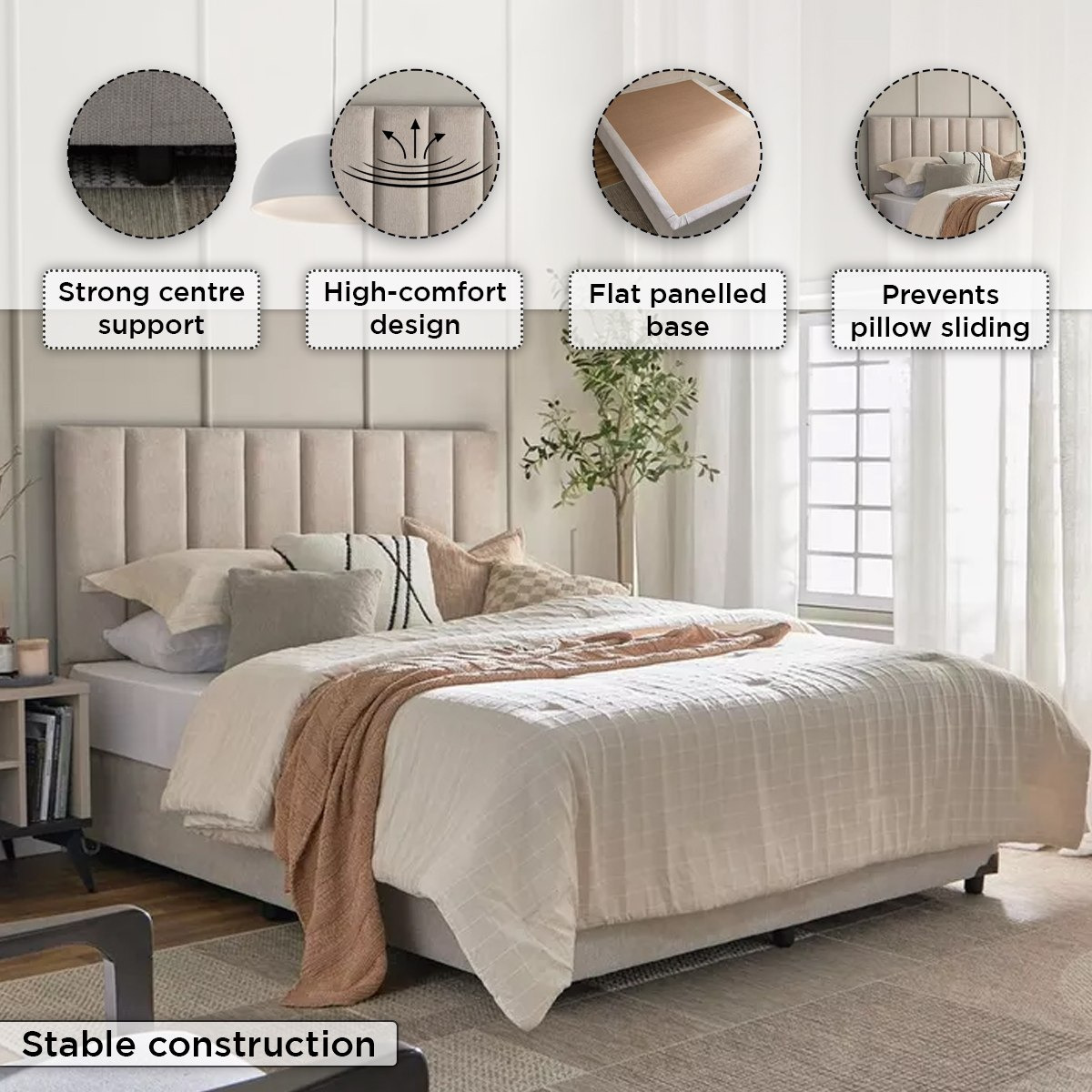 Movo iBliss Fabric Queen Bed - 160x200 cm-hbxbedroom-bedsandbedsets-beds-queen-image-6