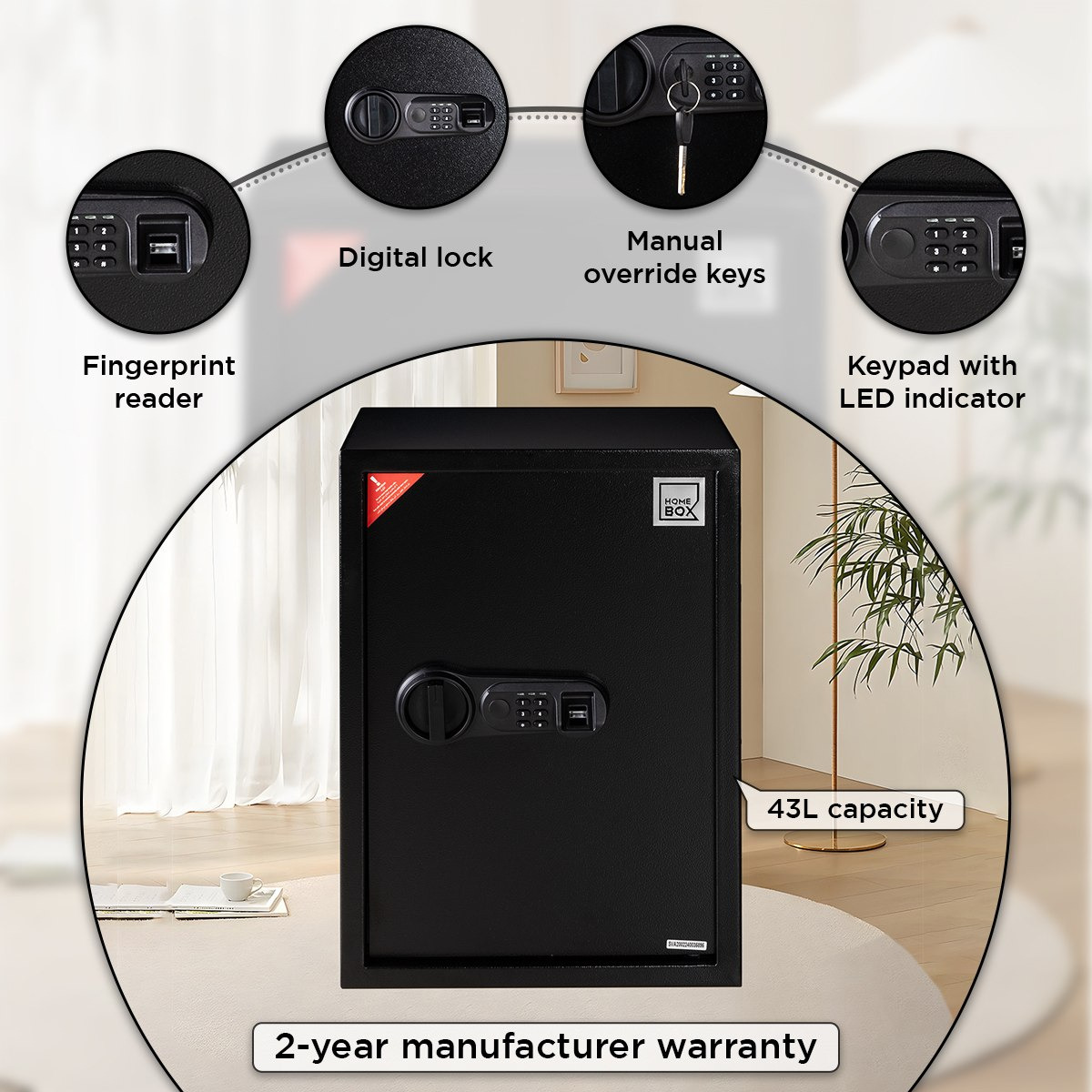 Topaz Jewellery Digital Home Safe with Fingerprint Reader and Removeable Shelf - 35x31x50 cm-PROMO_HB_UAE_HBX10_250526-image-7