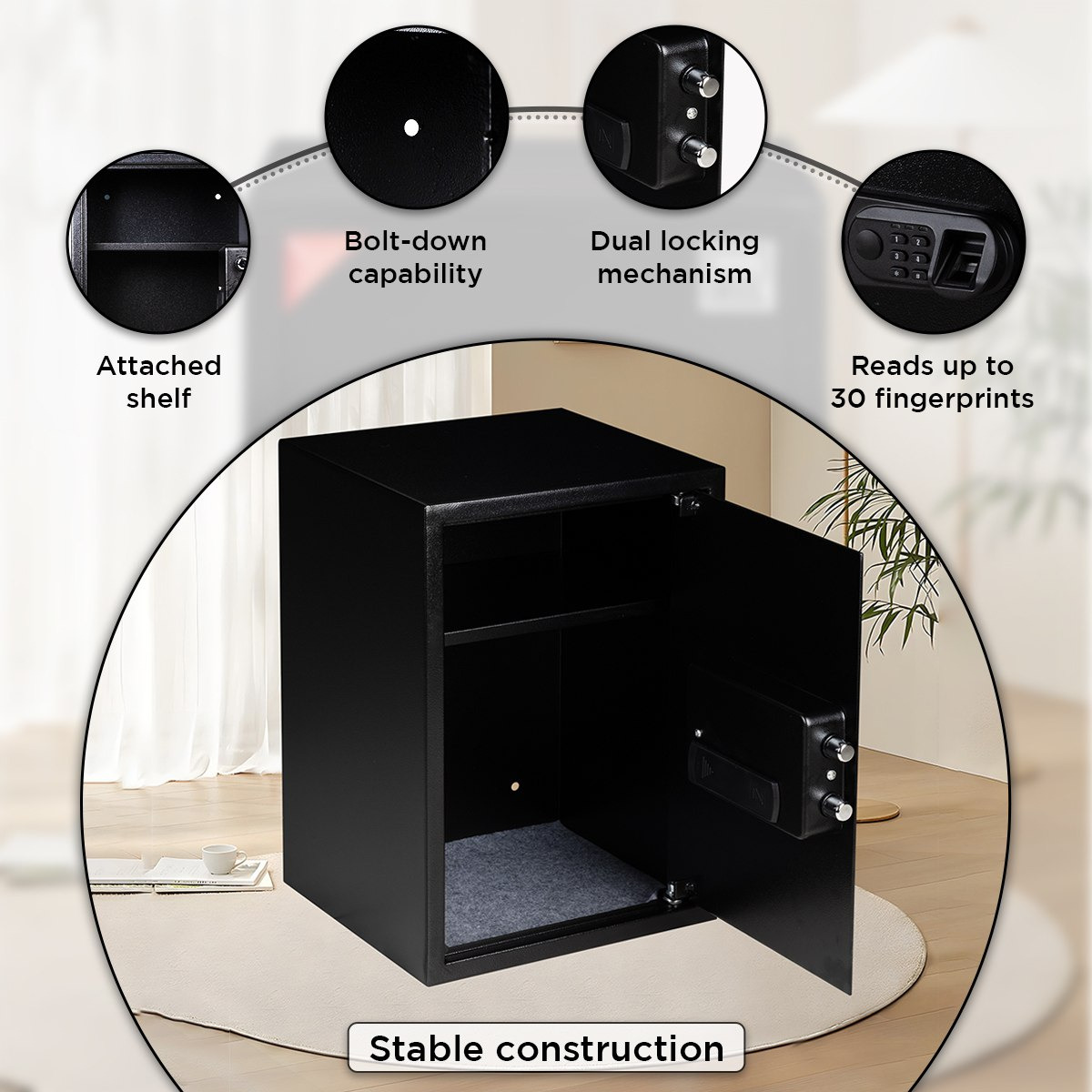 Topaz Jewellery Digital Home Safe with Fingerprint Reader and Removeable Shelf - 35x31x50 cm-PROMO_HB_UAE_HBX10_250526-image-8