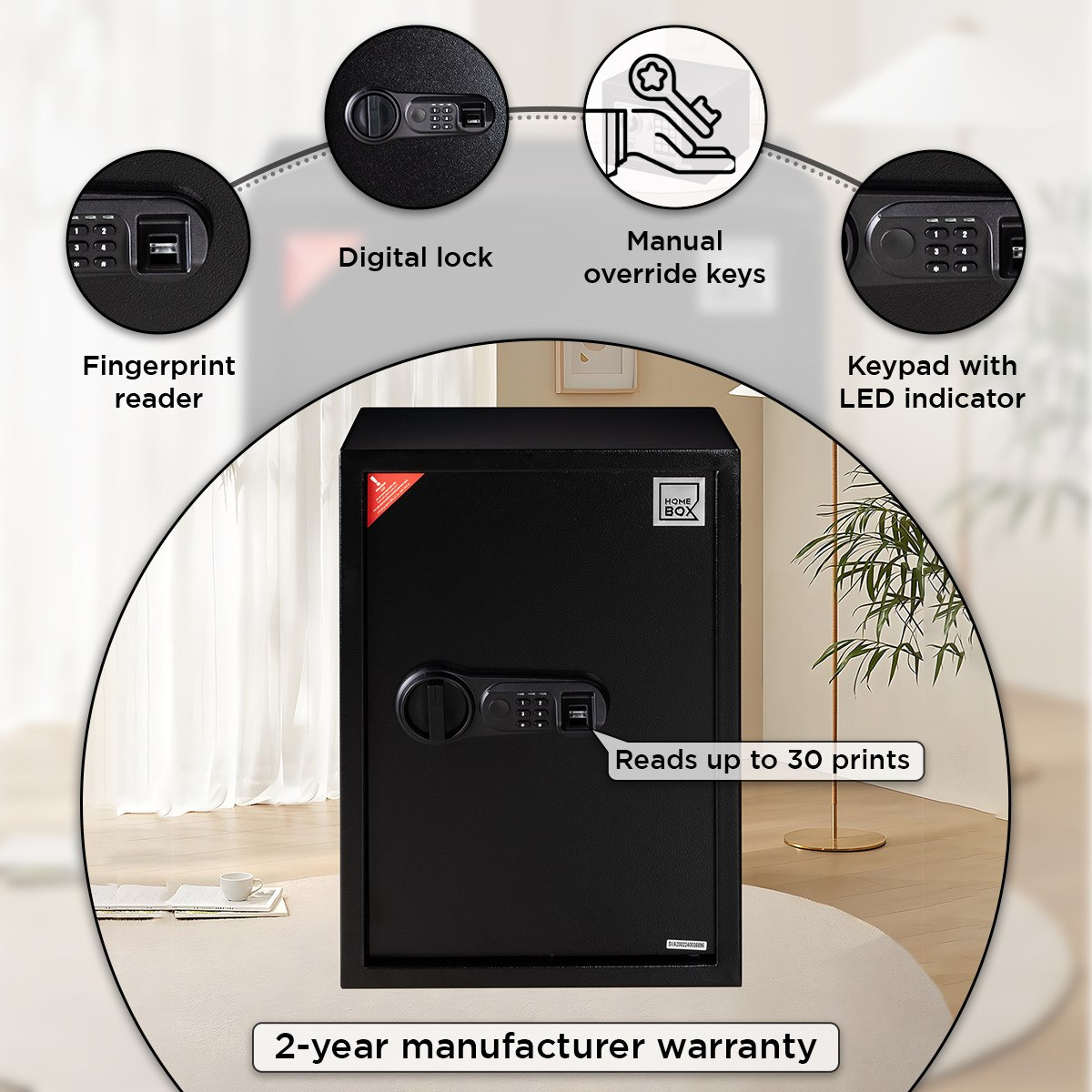 Topaz Jewellery Digital Home Safe with Fingerprint Reader and Removeable Shelf - 35x31x50 cm-PROMO_HB_UAE_HBX10_250526-image-5