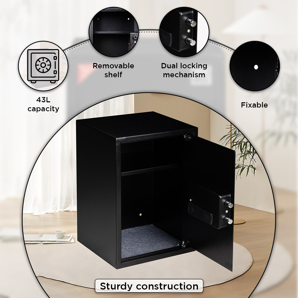 Topaz Jewellery Digital Home Safe with Fingerprint Reader and Removeable Shelf - 35x31x50 cm-PROMO_HB_UAE_HBX10_250526-image-6