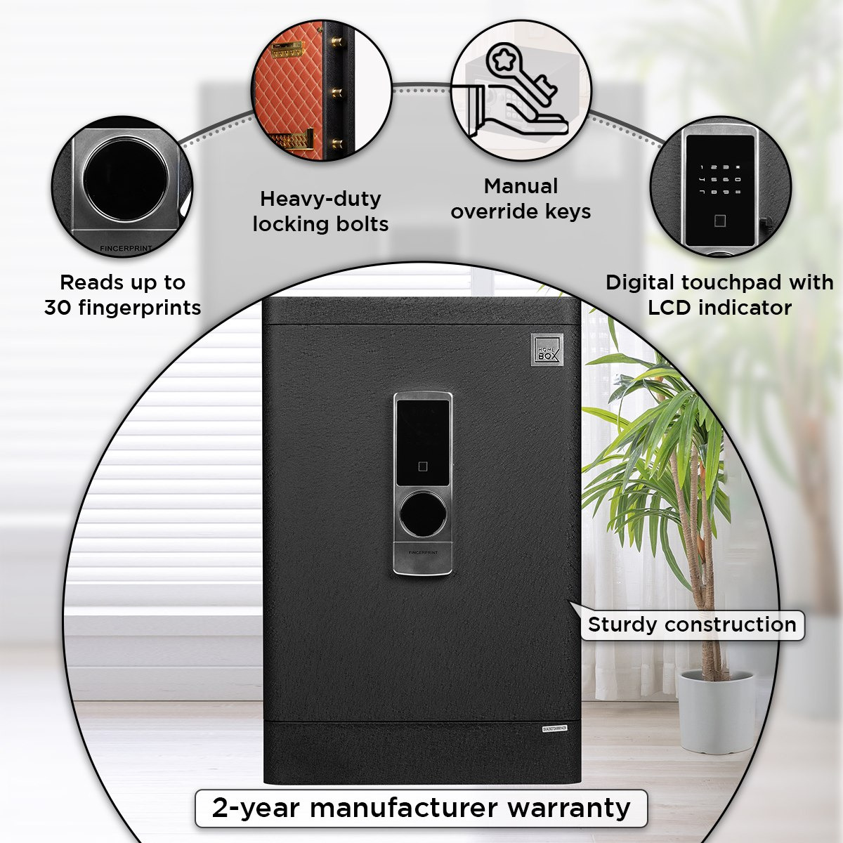 Topaz Jewellery Digital Home Safe with Fingerprint Reader and Drawer - 45x40x70 cm-PROMO_HB_UAE_HBX10_250526-image-5