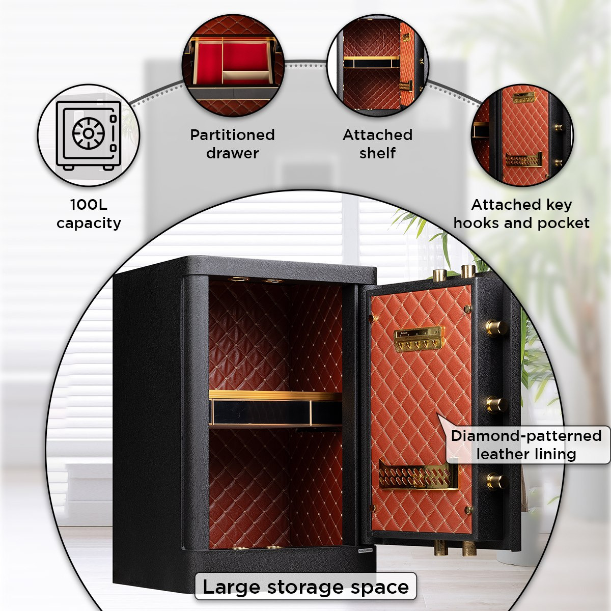 Topaz Jewellery Digital Home Safe with Fingerprint Reader and Drawer - 45x40x70 cm-PROMO_HB_UAE_HBX10_250526-image-6