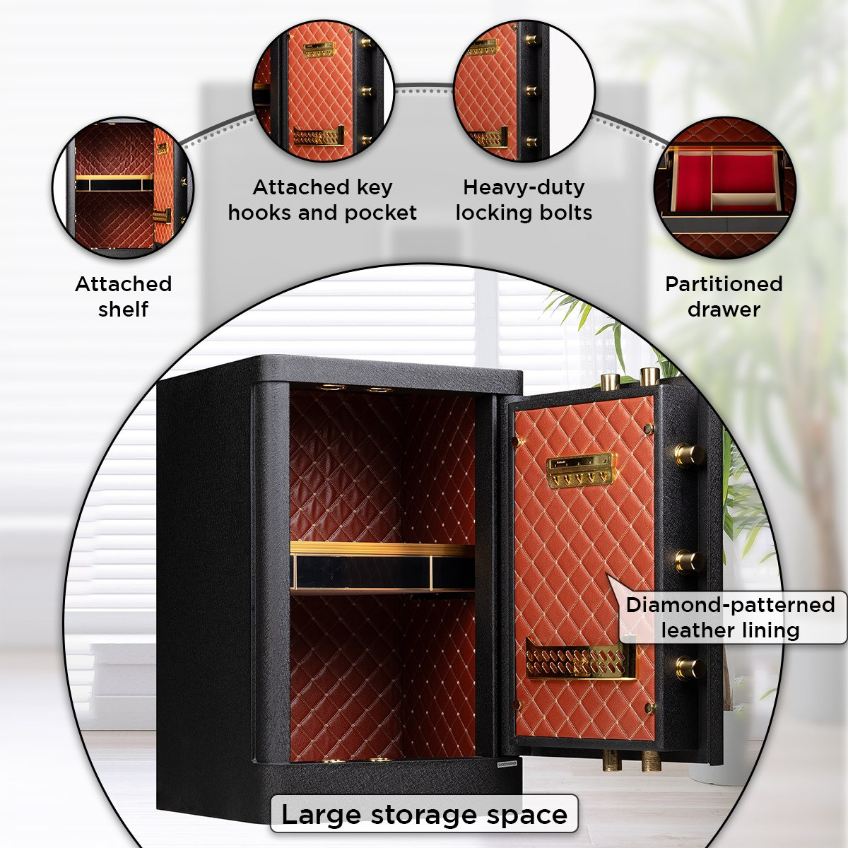 Topaz Jewellery Digital Home Safe with Fingerprint Reader and Drawer - 45x40x70 cm-PROMO_HB_UAE_HBX10_250526-image-8