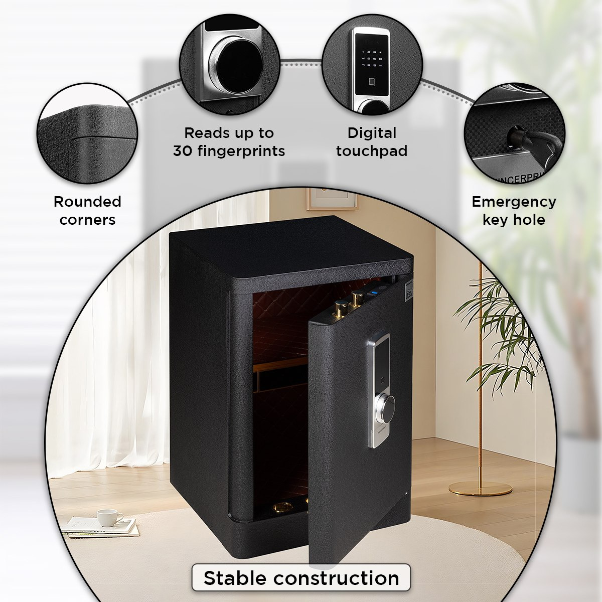Topaz Jewellery Digital Home Safe with Fingerprint Reader and Drawer - 45x40x70 cm-PROMO_HB_UAE_HBX10_250526-image-9