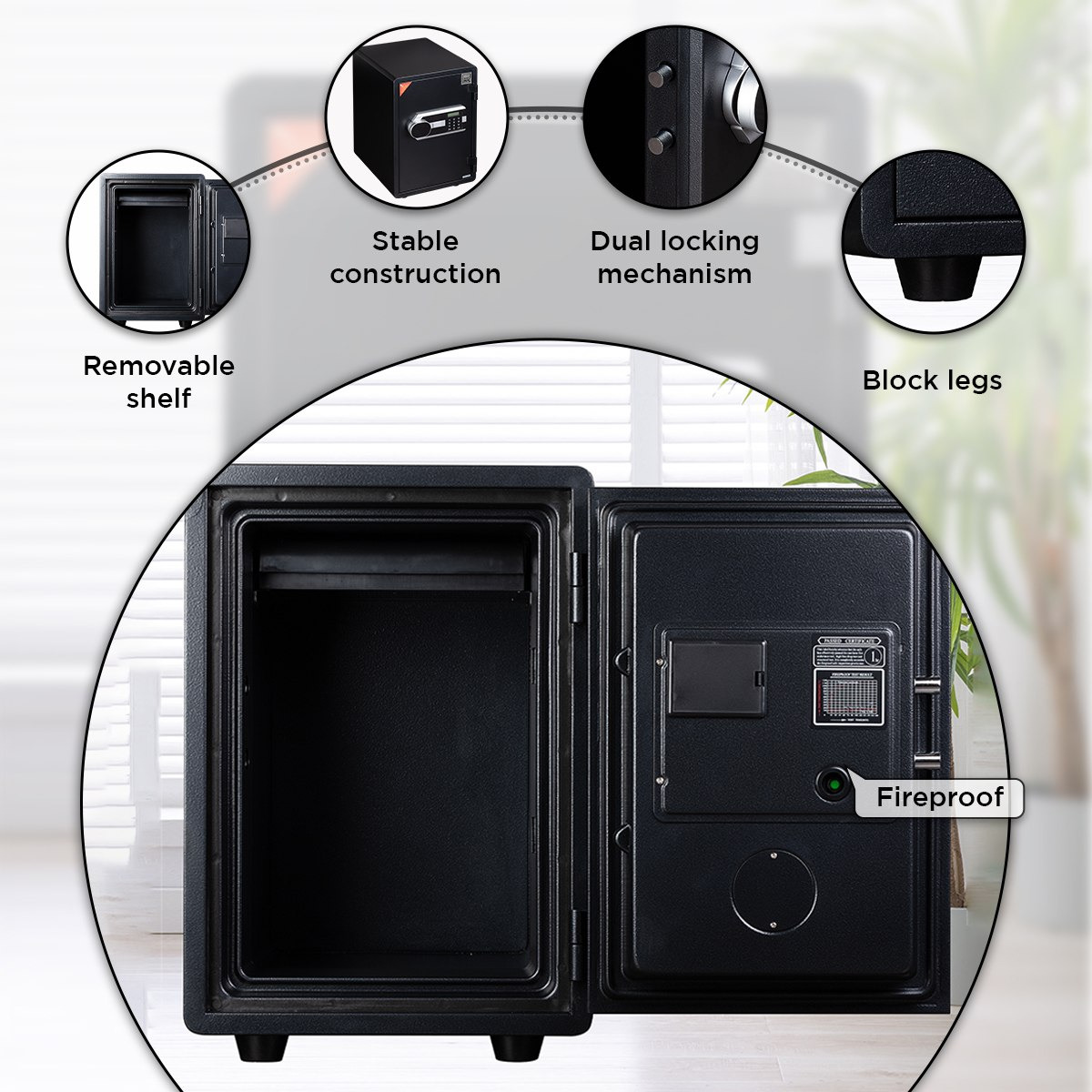 Phoenix Jewellery Digital Fireproof Home Safe with Removeable Shelf - 35x39x50 cm-hbxfurniture-bedroom-homesafes-image-8