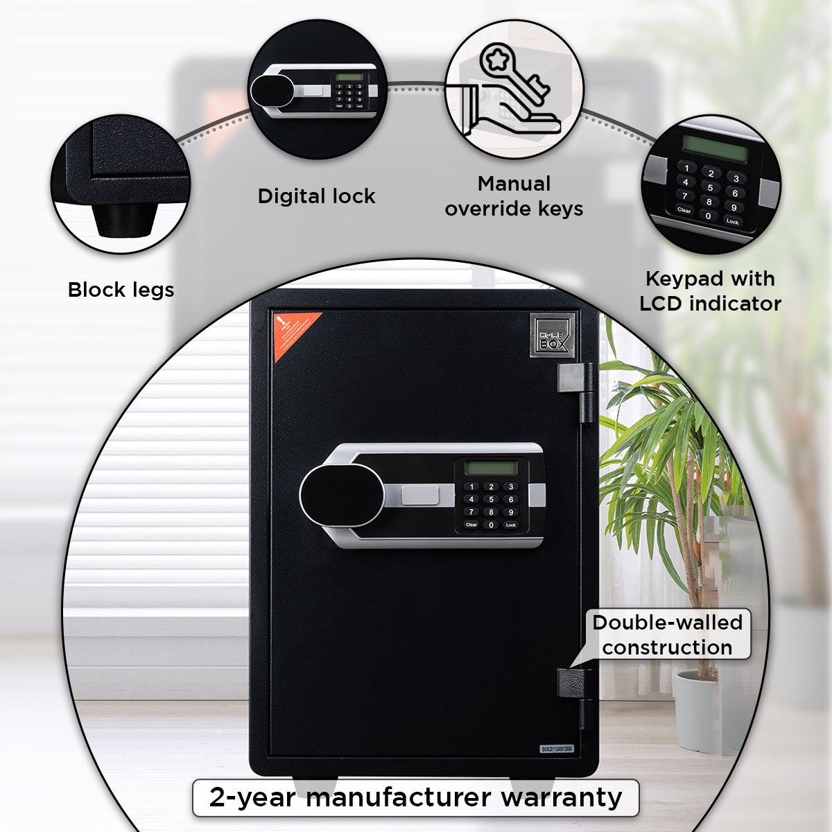 Phoenix Jewellery Digital Fireproof Home Safe with Removeable Shelf - 35x39x50 cm-hbxfurniture-bedroom-homesafes-image-5
