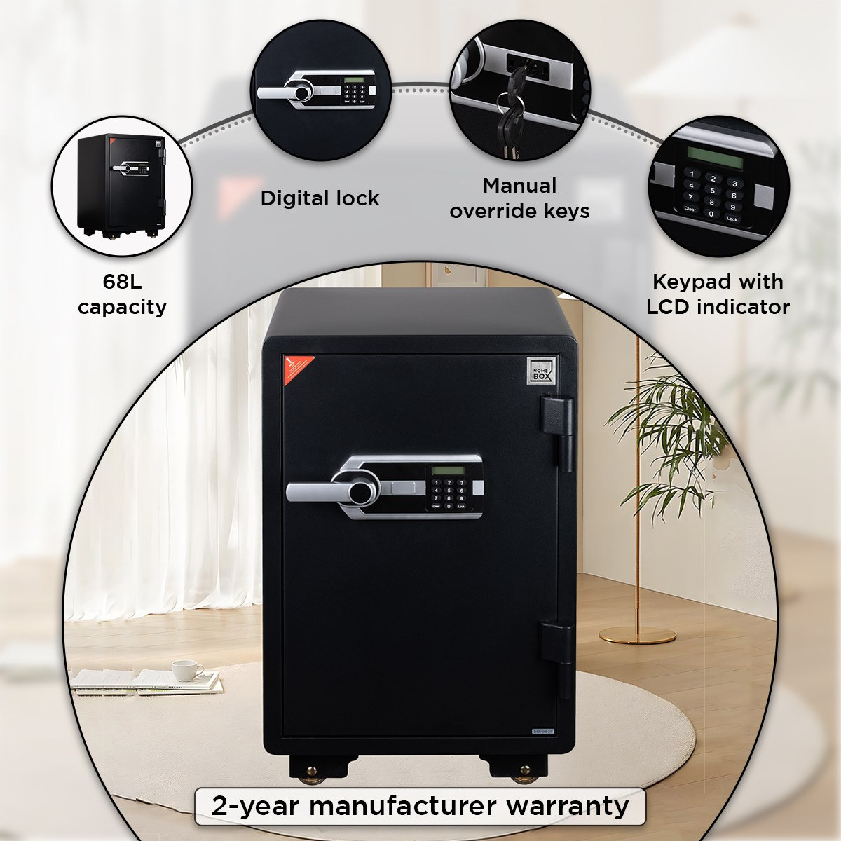 Phoenix Jewellery Digital Fireproof Home Safe with Removeable Shelf and Drawer - 50x49x70 cm-PROMO_HB_SA_HBX10_TH1000_NEW_031025-image-7