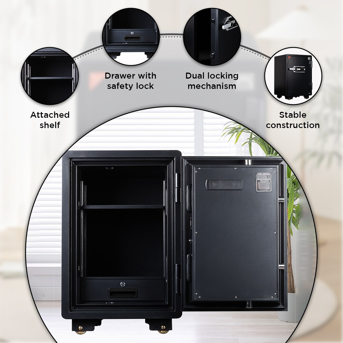 Phoenix Jewellery Digital Fireproof Home Safe with Removeable Shelf and Drawer - 50x49x70 cm-PROMO_HB_SA_HBX10_TH1000_NEW_031025-image-8