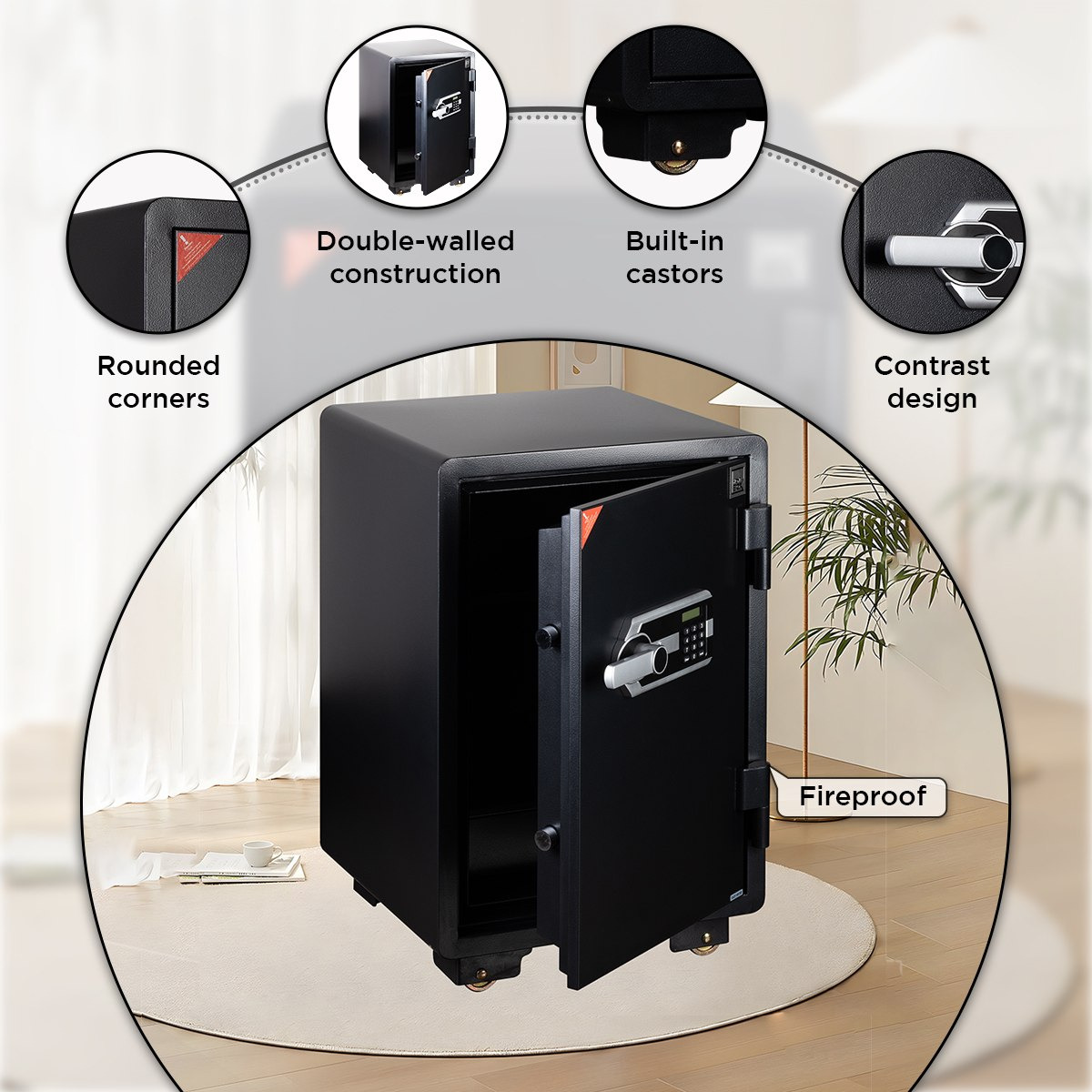 Phoenix Jewellery Digital Fireproof Home Safe with Removeable Shelf and Drawer - 50x49x70 cm-PROMO_HB_SA_HBX10_TH1000_NEW_031025-image-9