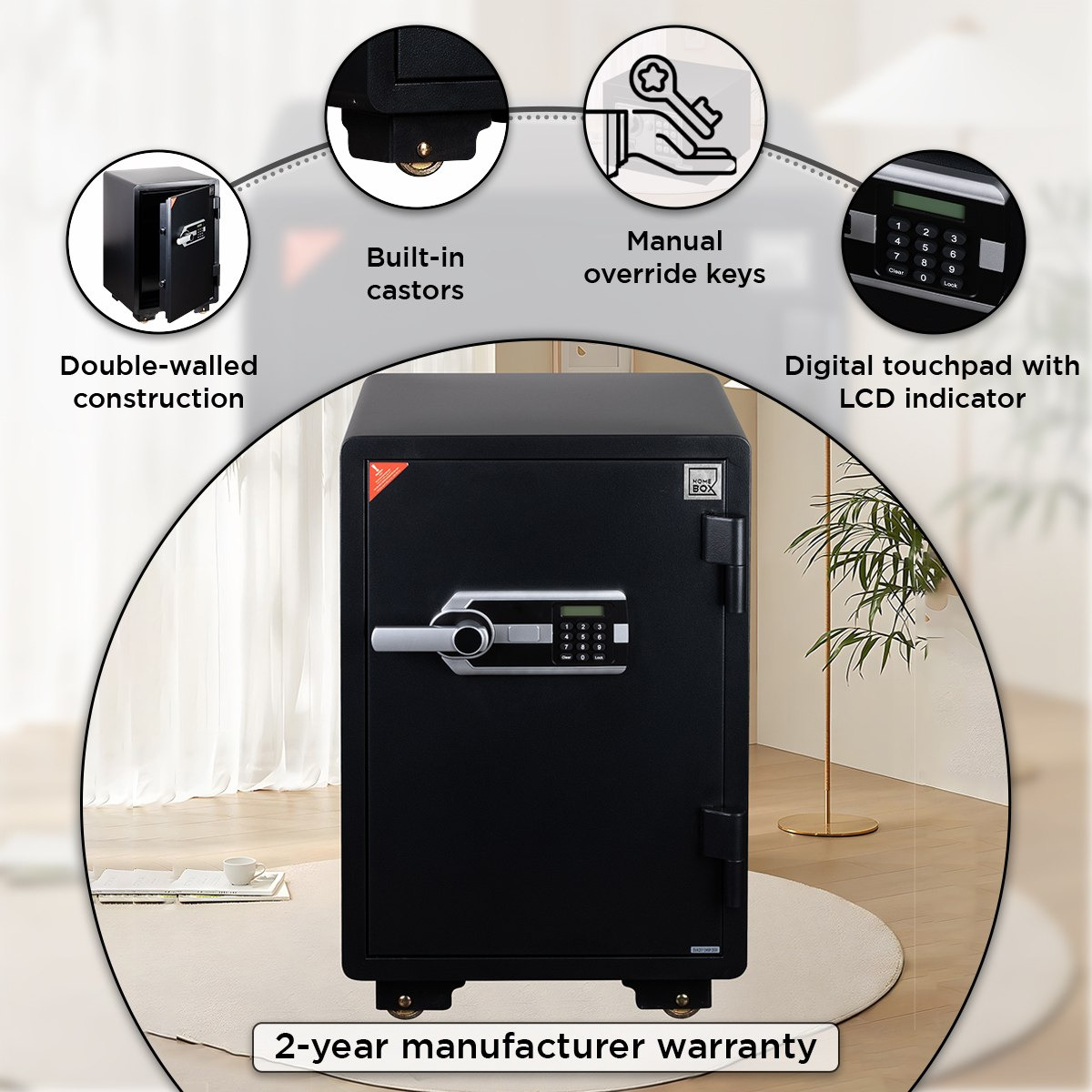 Phoenix Jewellery Digital Fireproof Home Safe with Removeable Shelf and Drawer - 50x49x70 cm-PROMO_HB_SA_HBX10_TH1000_NEW_031025-image-5