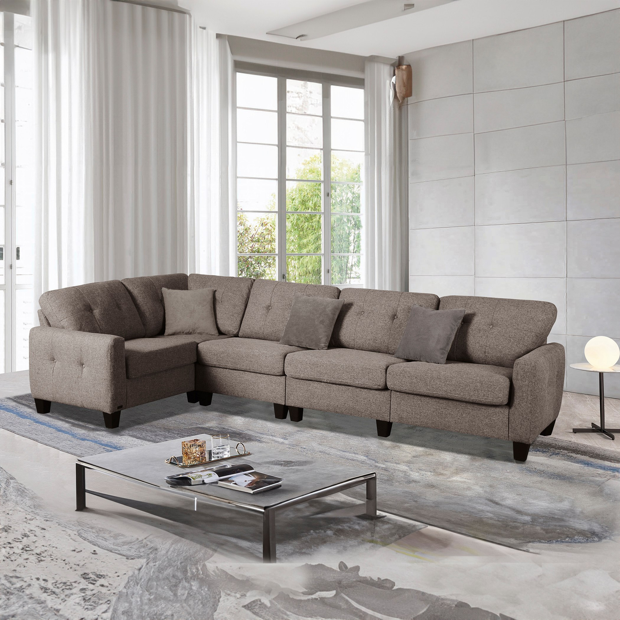 كنبة ركنية قماشية 5 مقاعد قابلة للاستخدام على الجهتين مع 3 وسائد من نيفادا-hbxlivingroom-sofasandarmchairs-cornersofas-image-1