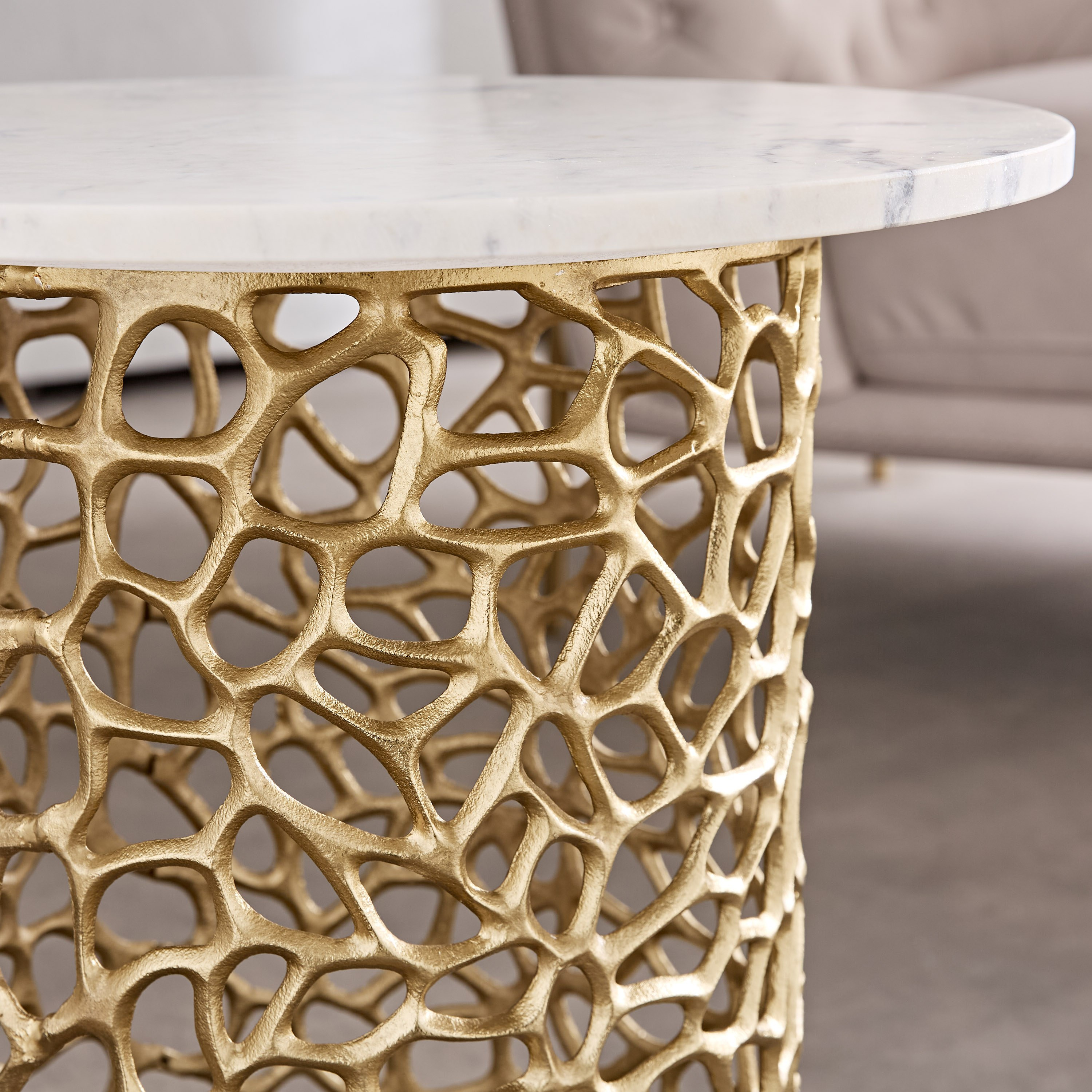 Cavon Dolce Genuine Marble Top End Table with Aluminium Casting Base-hbxfurniture-livingroom-endtables-image-3