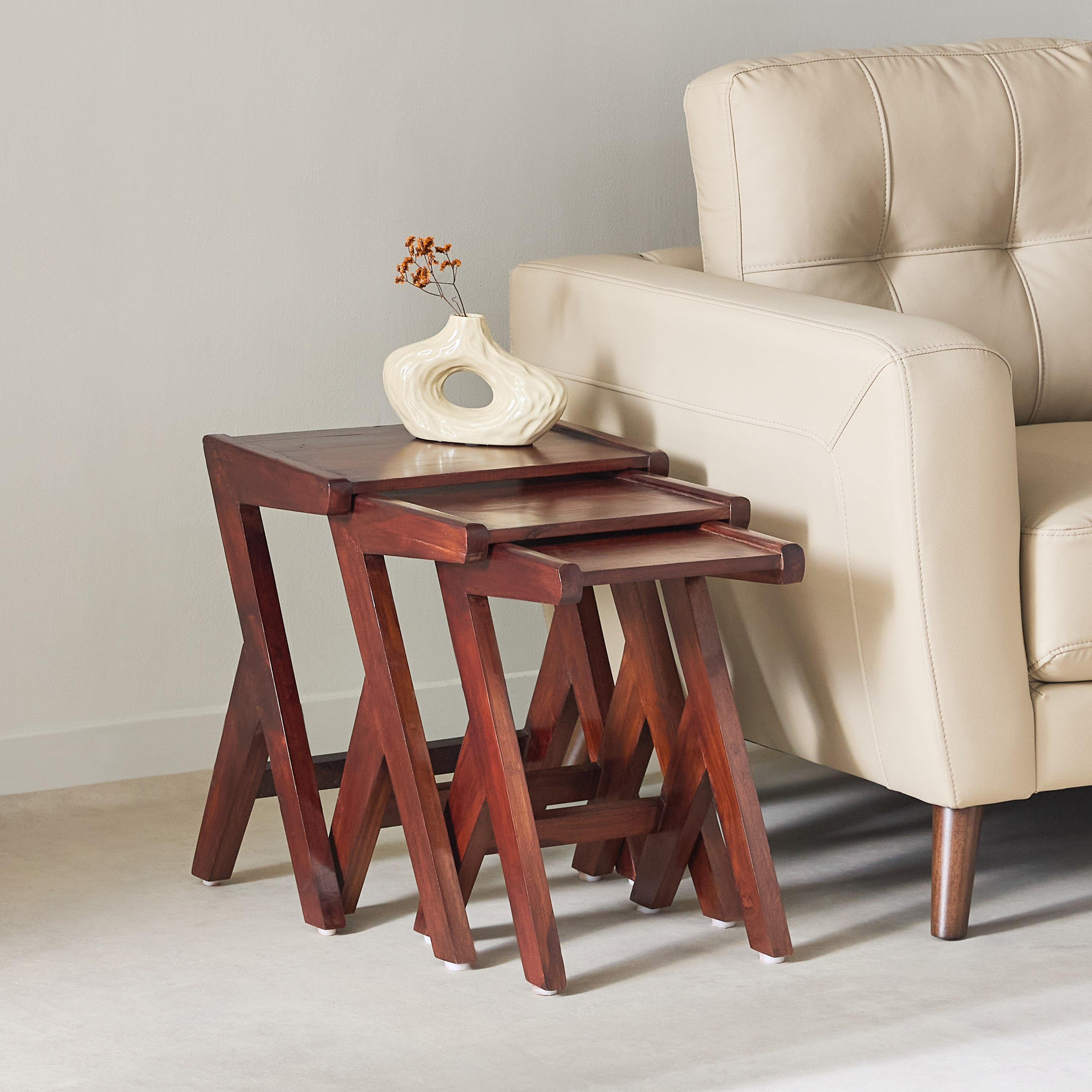Vendra Levi 3-Piece Solid Wood Top Nesting Table Set-hbxfurniture-livingroom-nestingtables-image-1