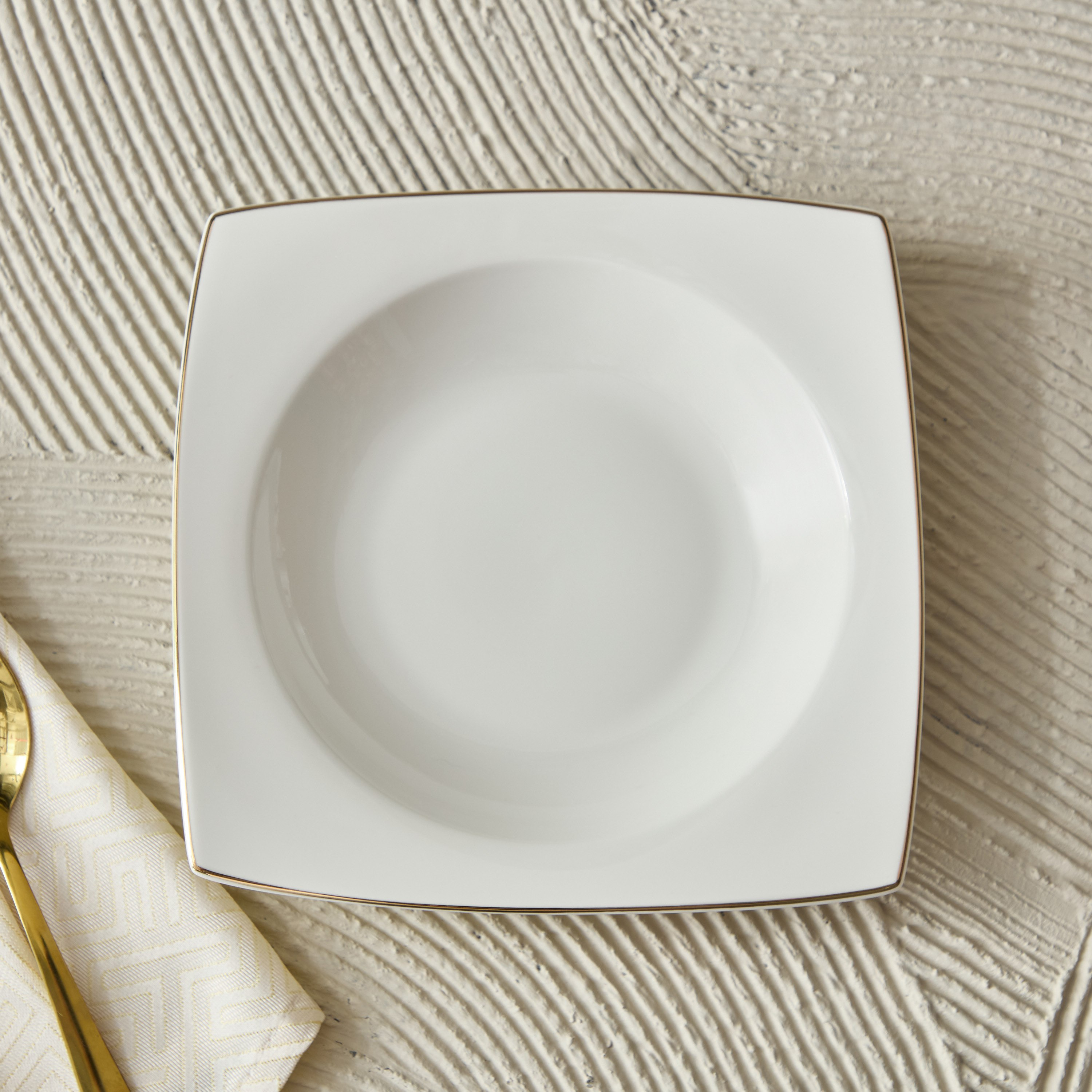 Peace New Bone China Line Square Soup Plate - 28 cm-hbxdecorandfurnishings-tabletop-crockery-image-2
