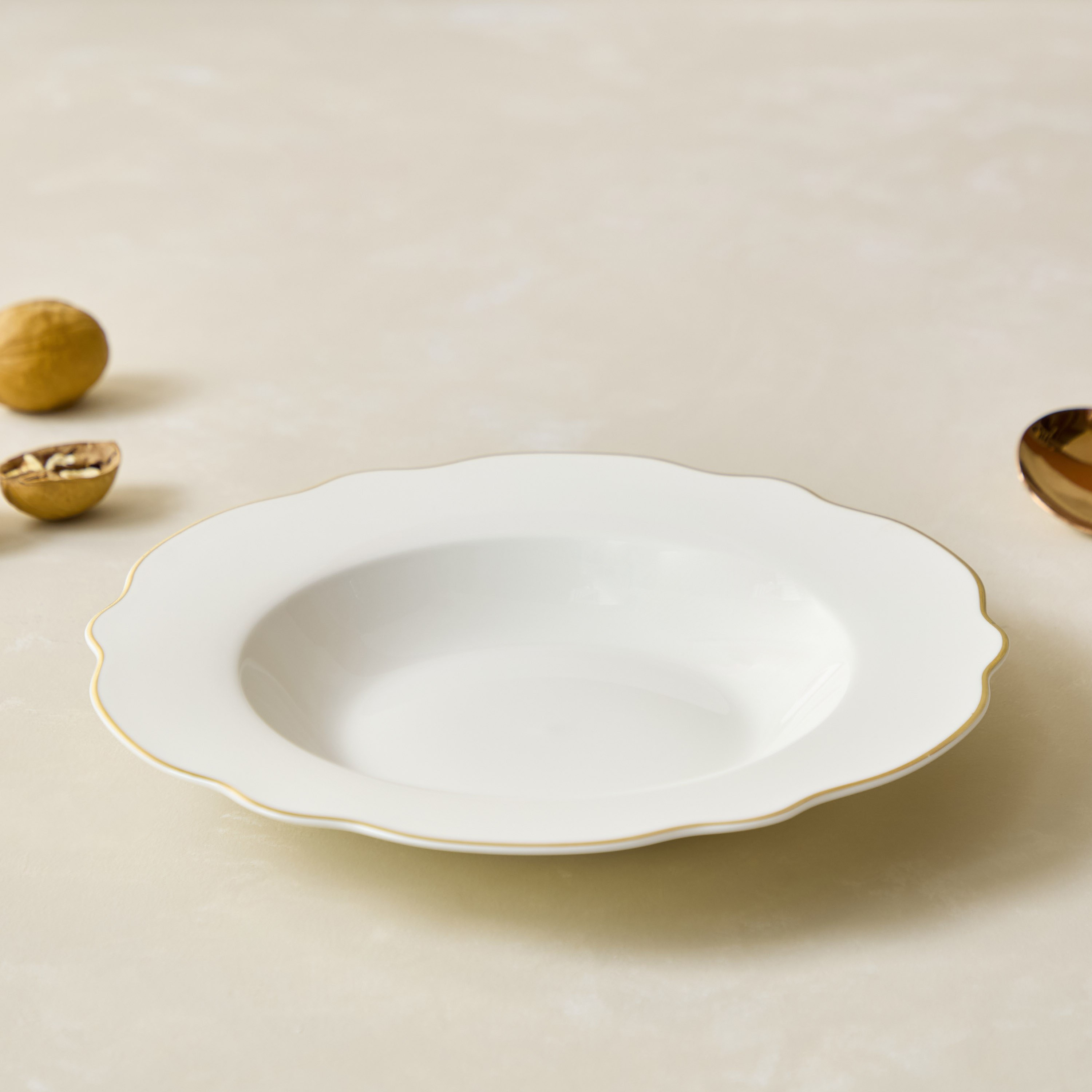 Ivory New Bone China Rim Soup Plate - 21 cm-hbxdecorandfurnishings-tabletop-crockery-image-1