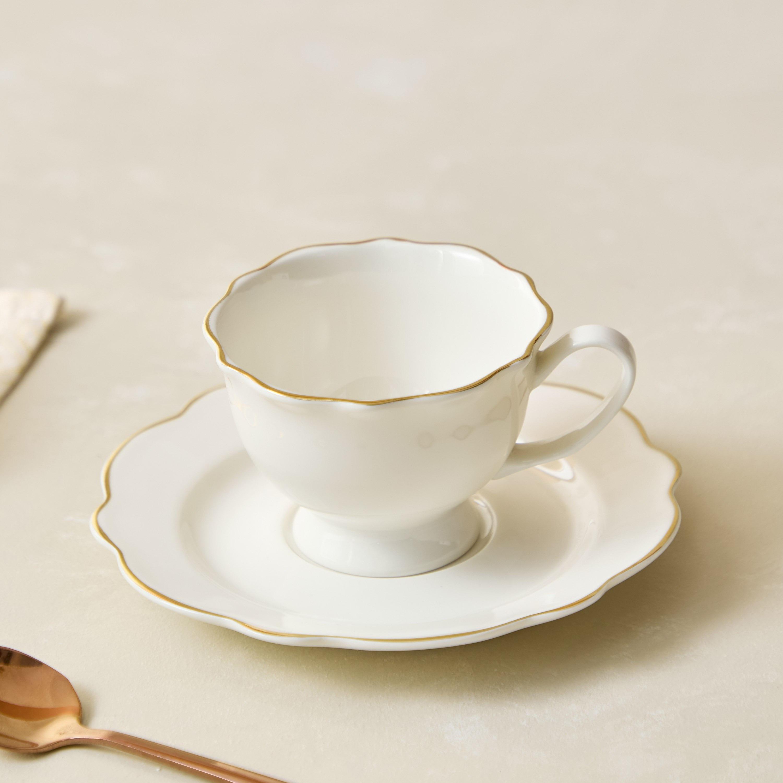 Ivory New Bone China Rim Espresso Cup and Saucer - 90 ml-hbxhomeware-hbxkitchen-image-1