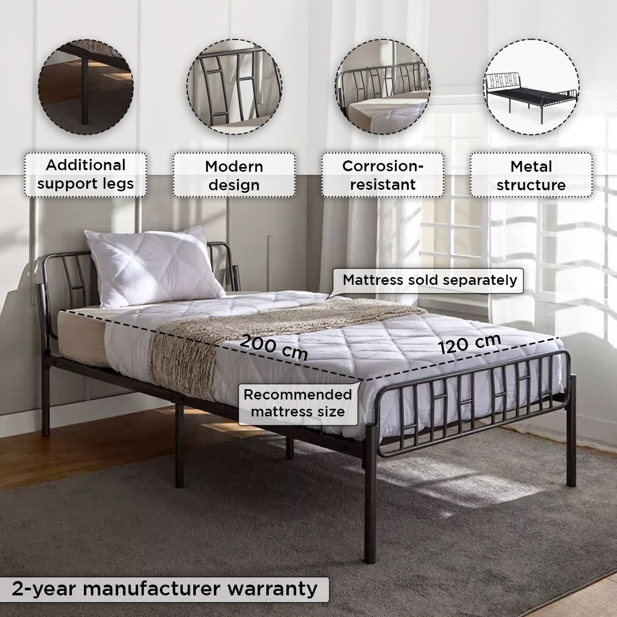 سرير توين معدني - دارسي جونو من موڤو - 120x200 سم-hbxbedroom-bedsandbedsets-beds-twin-image-4