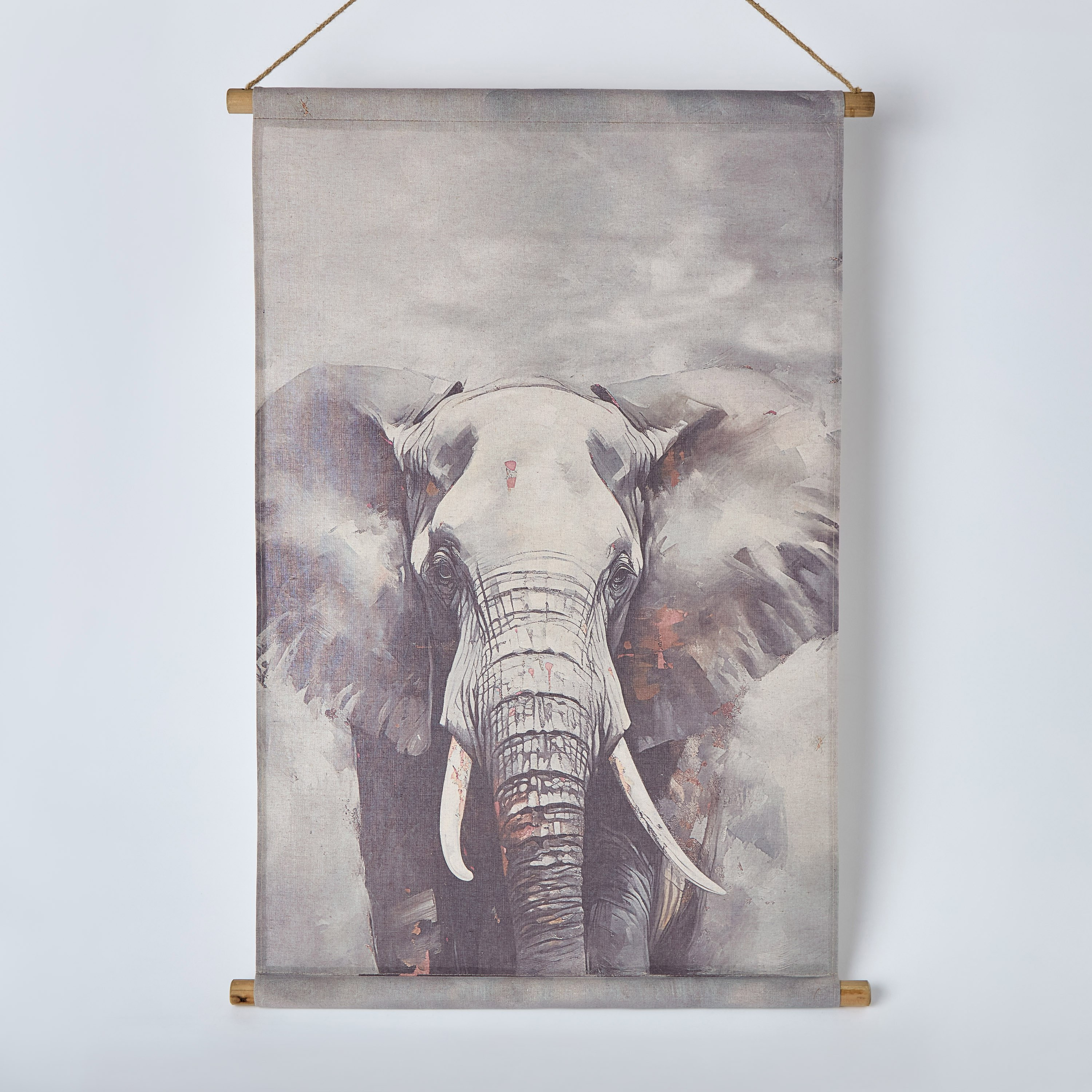 زينة حائط معلقة بتصميم فيل من قماش الكتان وخشب التنوب من فولجا - 64x92 سم-hbxhomeware-hbxdecorandfurnishings-image-6