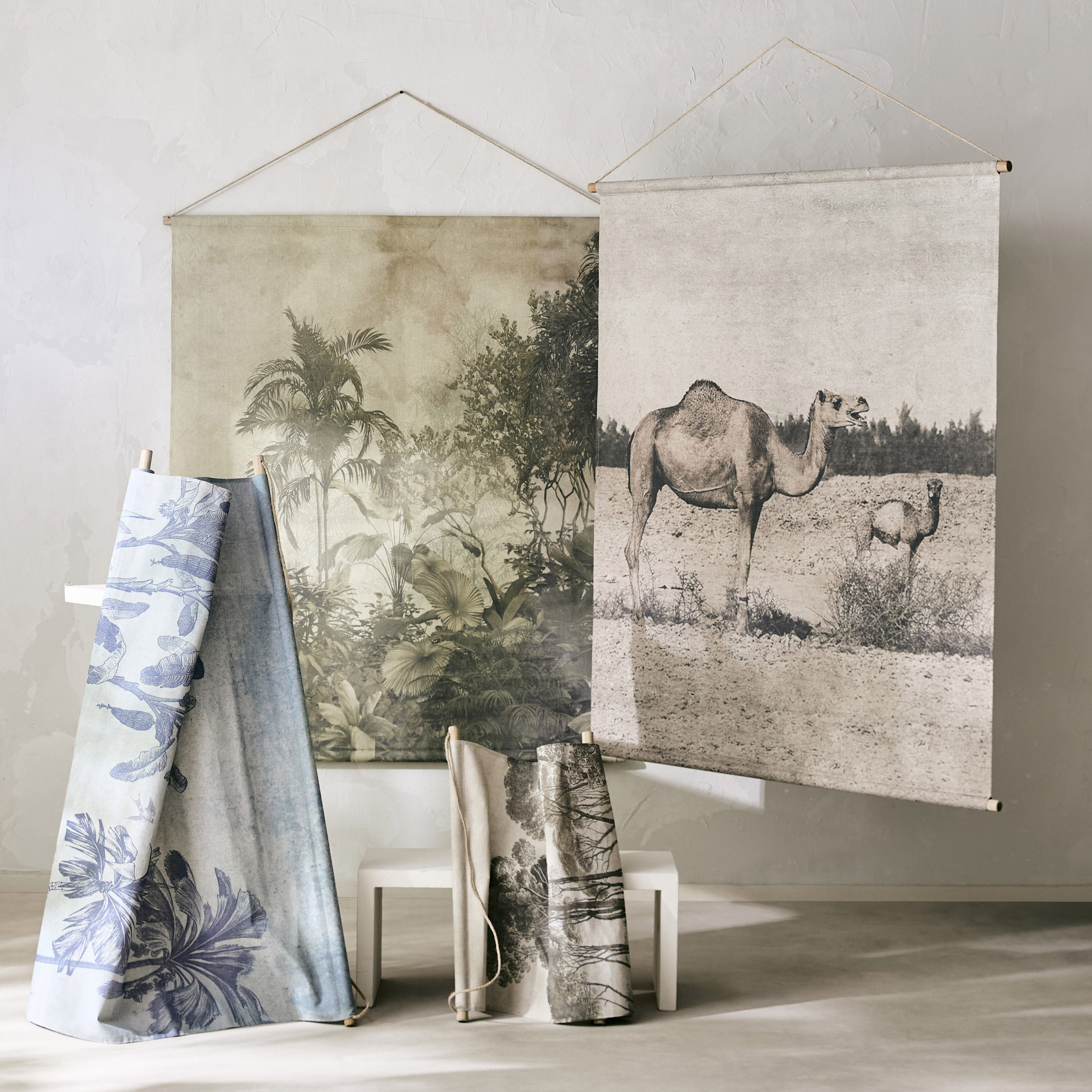 زينة حائط معلقة بتصميم أشجار من قماش الكتان وخشب التنوب من فولجا - 64x92 سم-hbxhomeware-hbxdecorandfurnishings-image-5