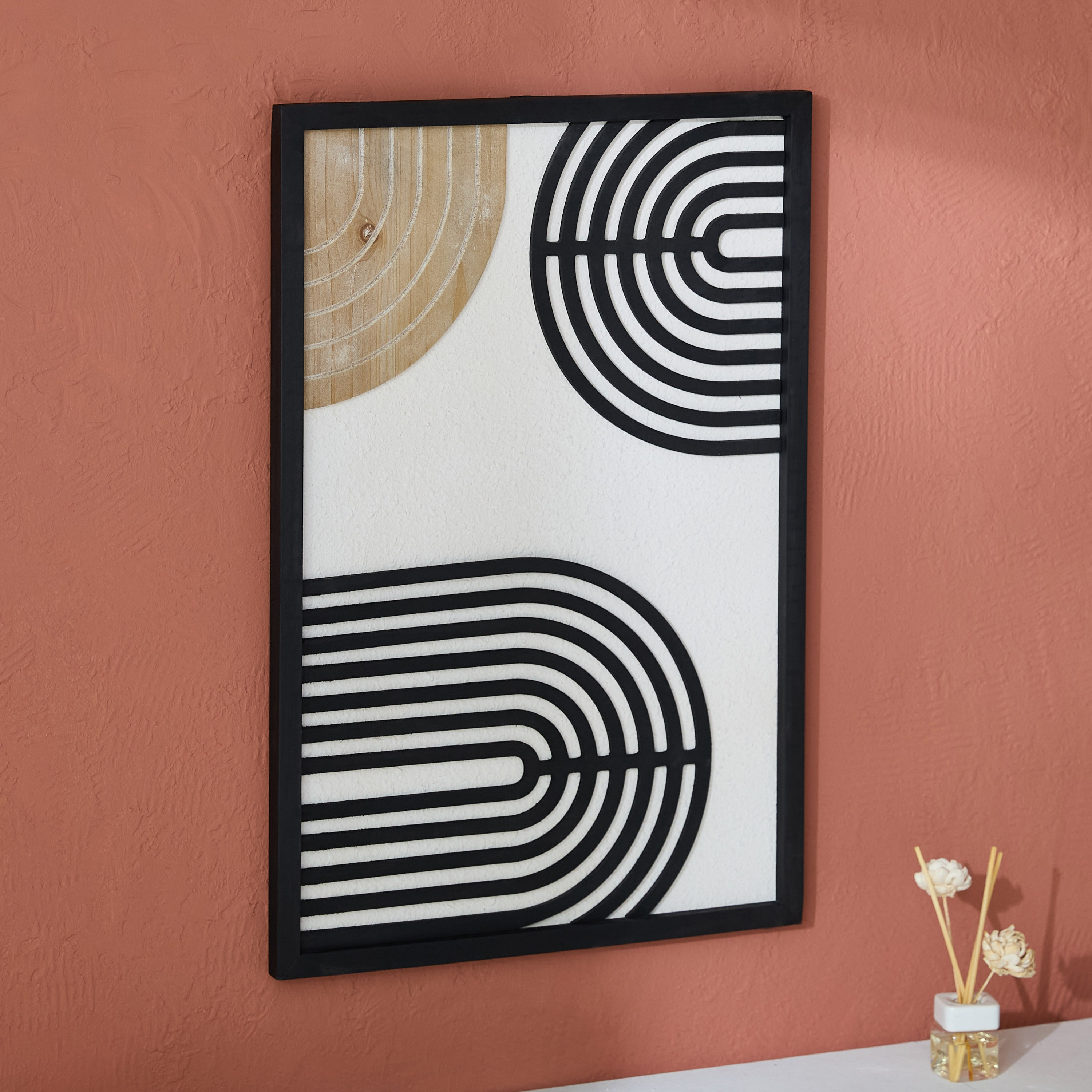 لوحة مؤطرة بتصميم تجريدي وخلفية ورق معاد تدويره من من فولجا - 40x60 سم-hbxhomeware-hbxdecorandfurnishings-image-1