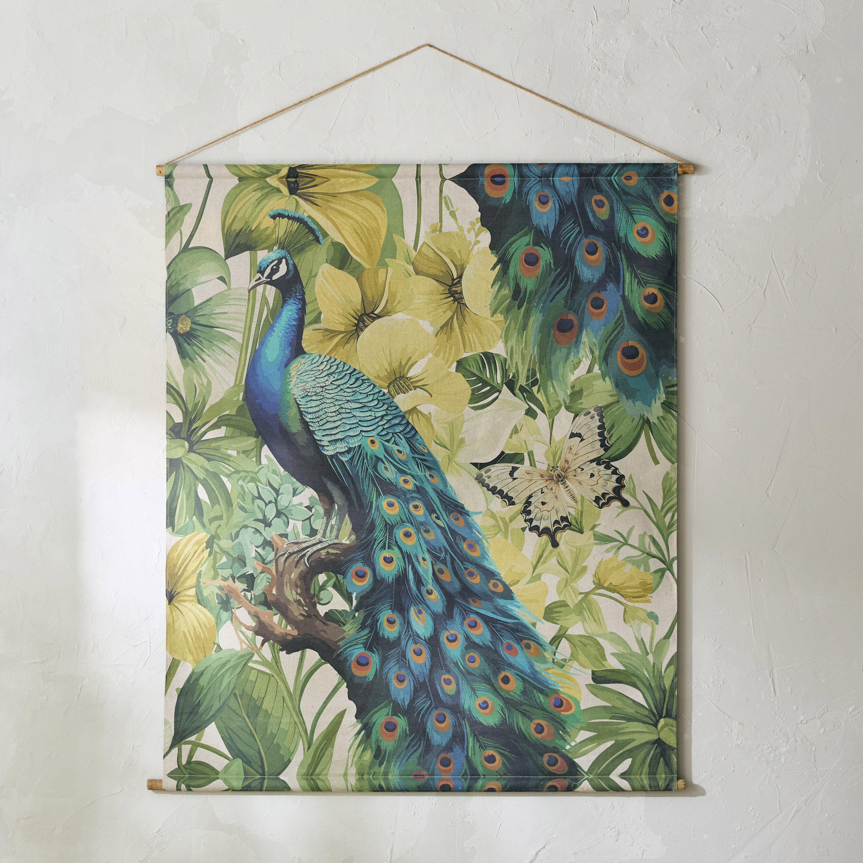 Volga Peacock Linen Fir Wood Tapestry - 125x145x25 cm-hbxhomeware-hbxdecorandfurnishings-image-2