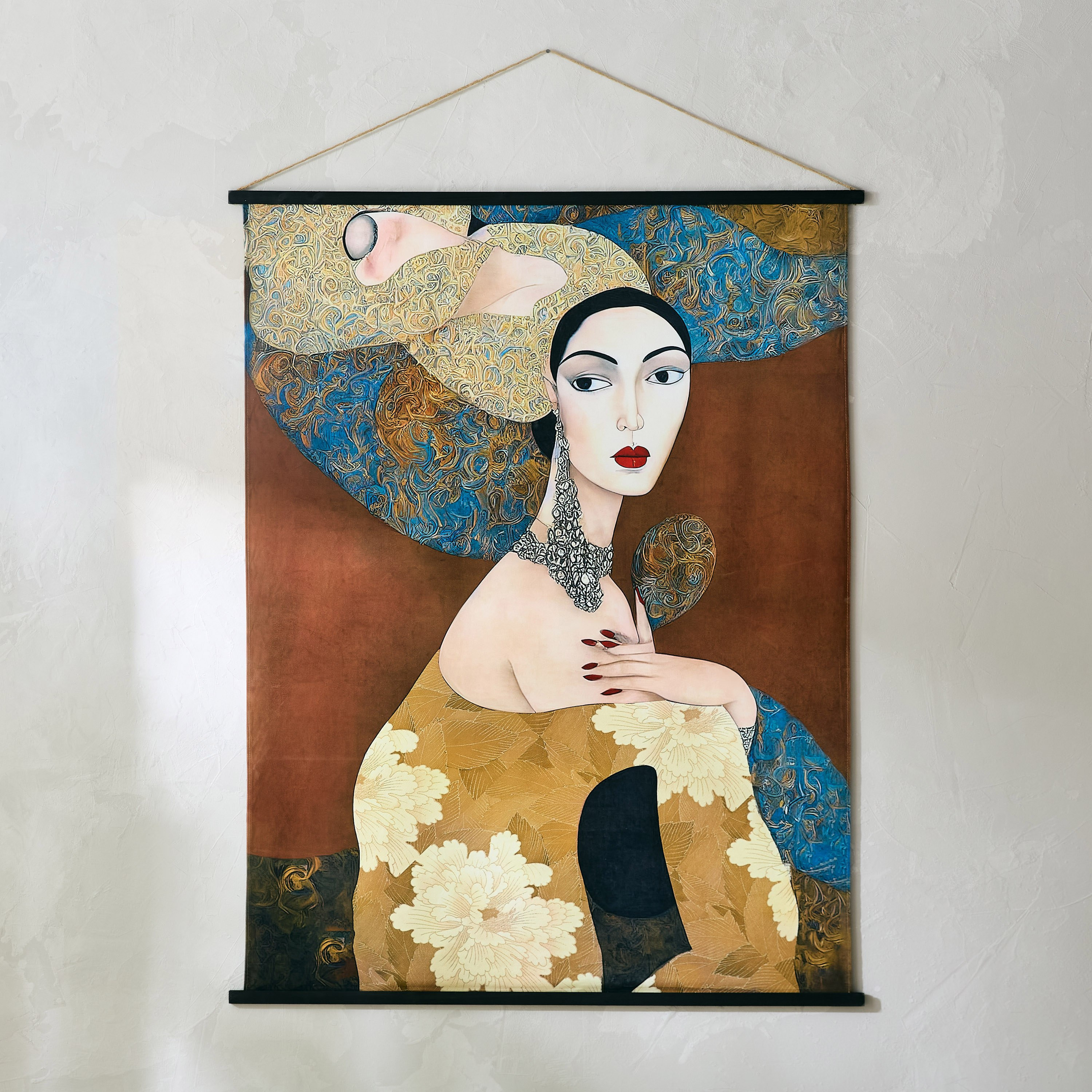 لوحة سيدة من قماش المخمل وخشب التنوب من فولجا - 125x160x17 سم-hbxhomeware-hbxdecorandfurnishings-image-2