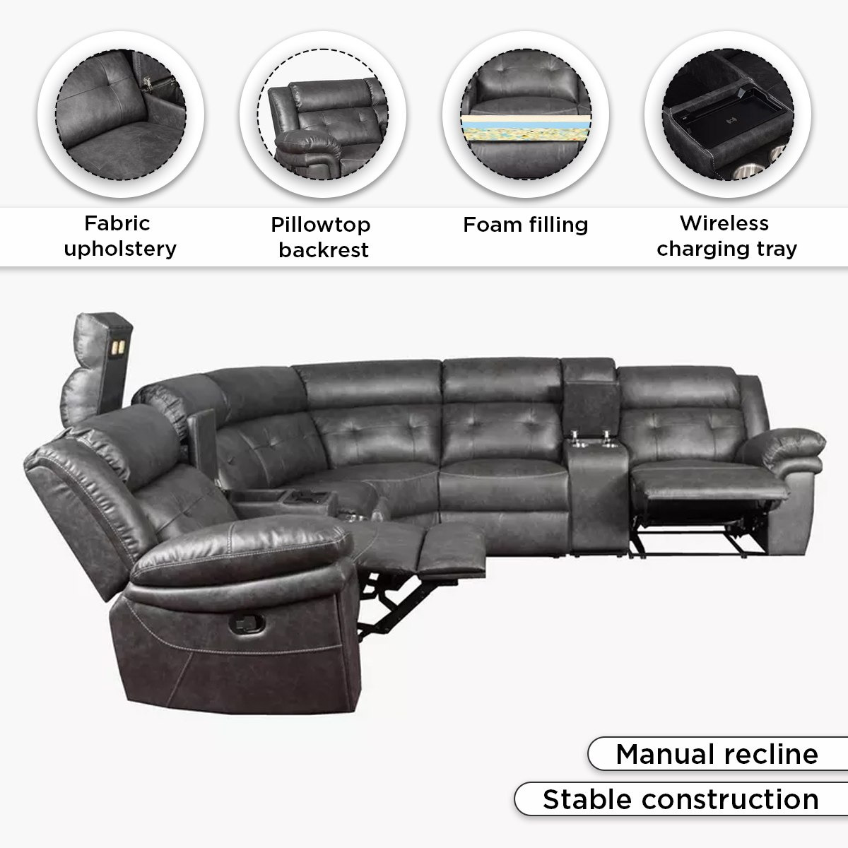 كنبة استرخاء ركنية قماشية مقسمة 5 مقاعد مع طاولتي كونسول من برادلي-hbxlivingroom-sofasandarmchairs-cornersofas-image-5