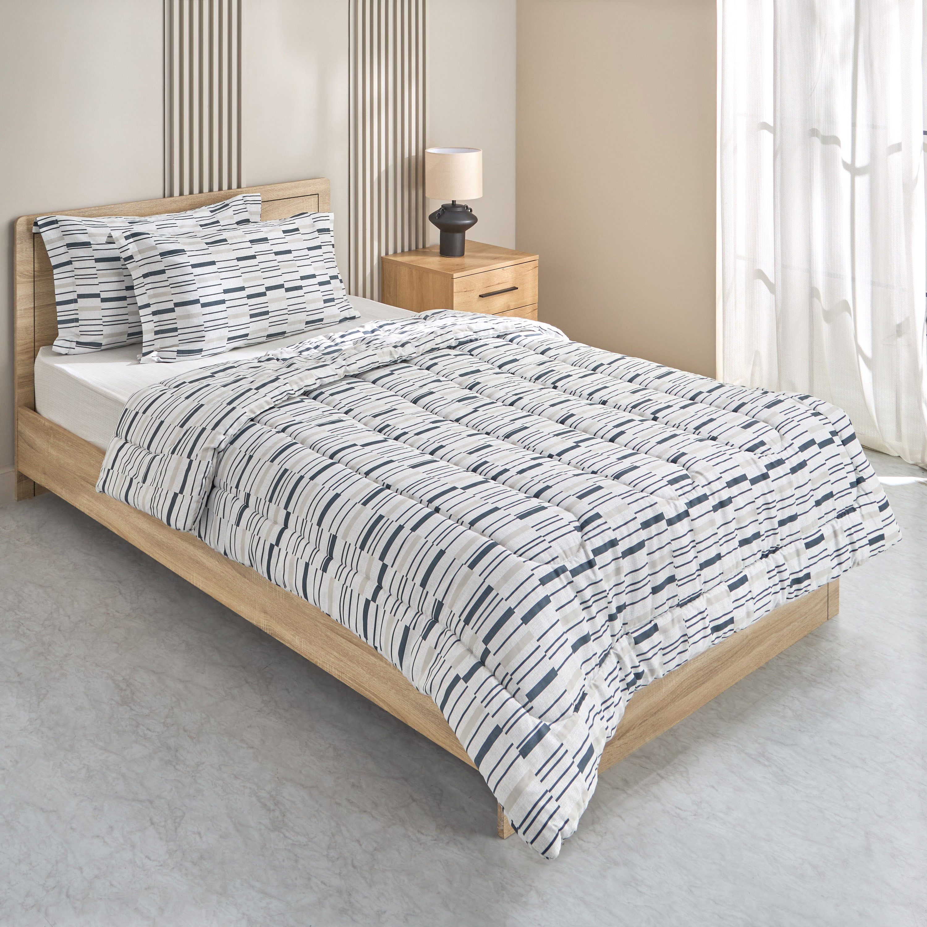 طقم لحاف توين 3 قطع قطن بطبعات ويلكم من هيوستن - 160x220 سم-hbxhomeware-hbxbedroom-image-2