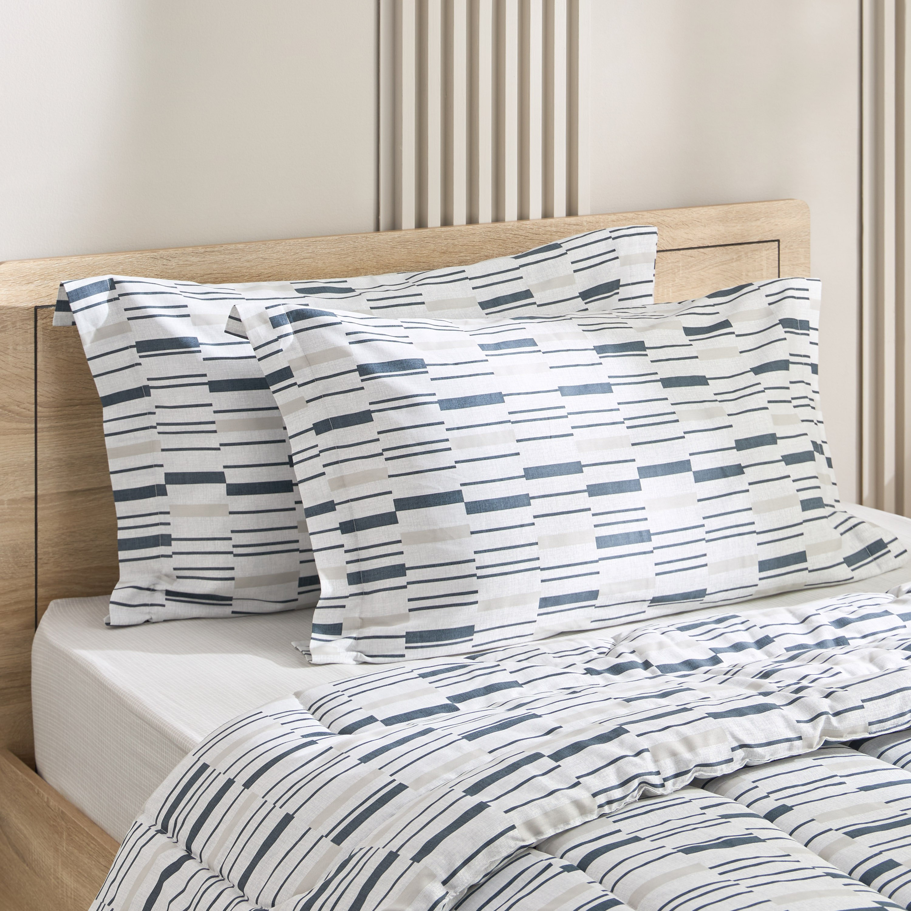 طقم لحاف توين 3 قطع قطن بطبعات ويلكم من هيوستن - 160x220 سم-hbxhomeware-hbxbedroom-image-1