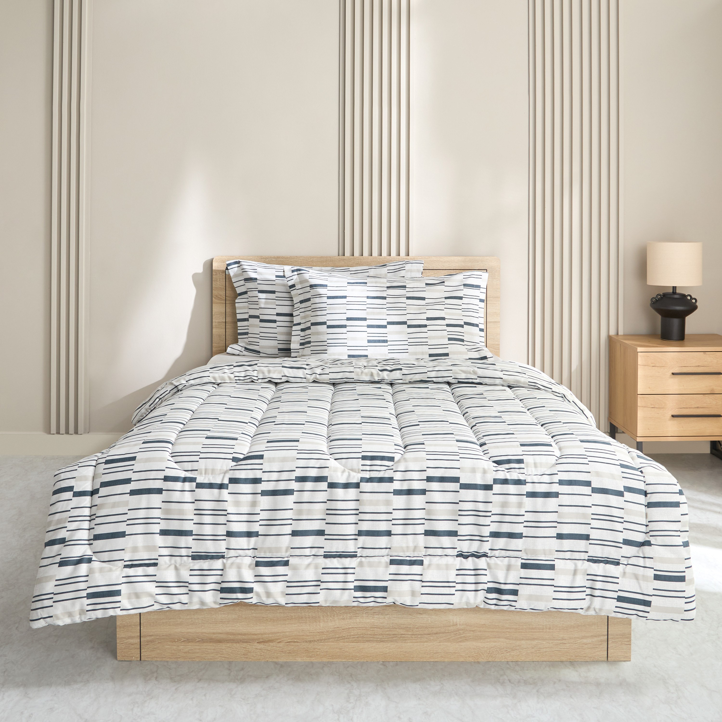 طقم لحاف توين 3 قطع قطن بطبعات ويلكم من هيوستن - 160x220 سم-hbxhomeware-hbxbedroom-image-3