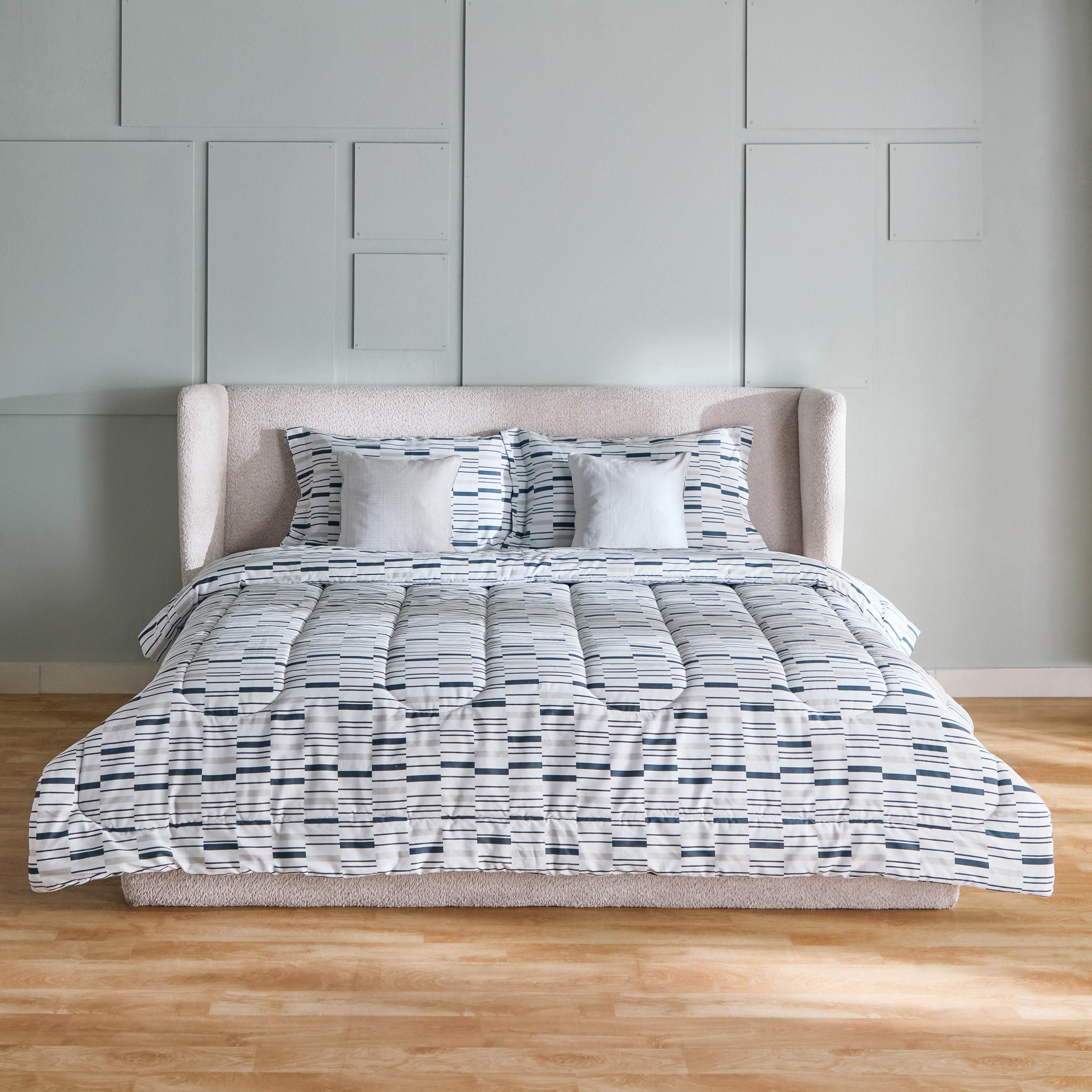 طقم لحاف كينج 5 قطع قطن بطبعات ويلكم من هيوستن - 220x240 سم-hbxhomeware-hbxbedroom-image-3
