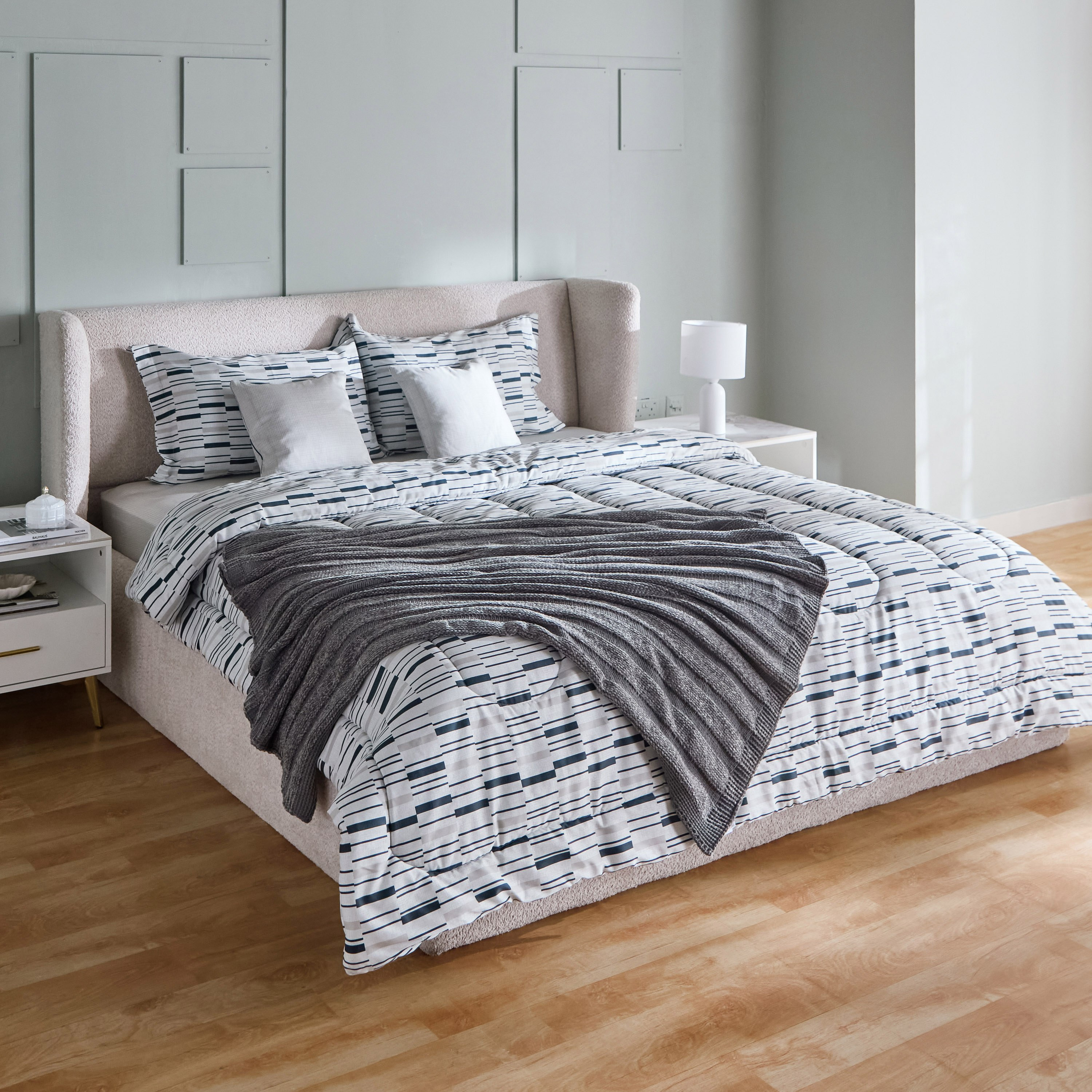 طقم لحاف كينج 5 قطع قطن بطبعات ويلكم من هيوستن - 220x240 سم-hbxhomeware-hbxbedroom-image-9
