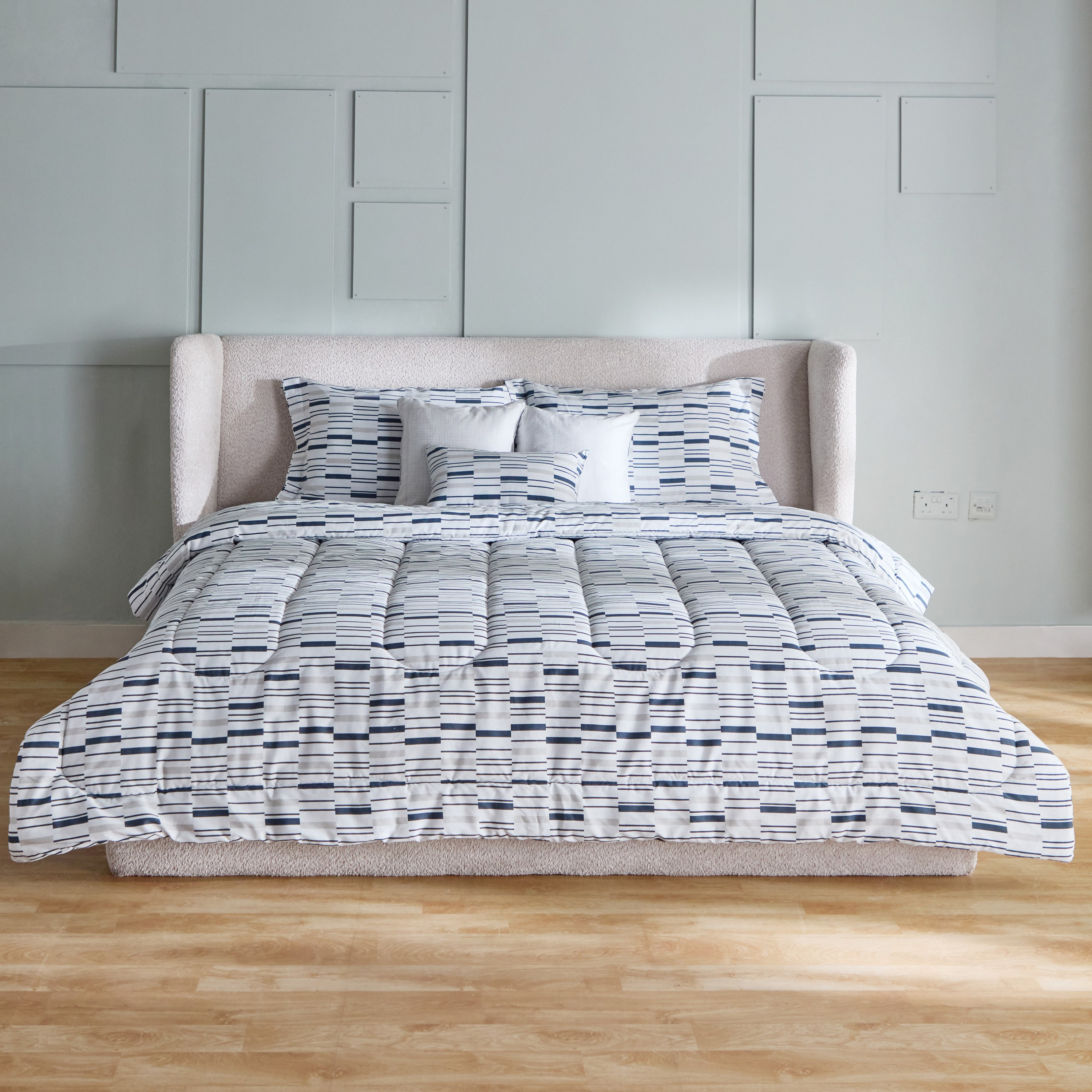 طقم لحاف سوبر كينج قطن بطبعات 5 قطع ويلكم من هيوستن - 240x240 سم-hbxhomeware-hbxbedroom-image-3
