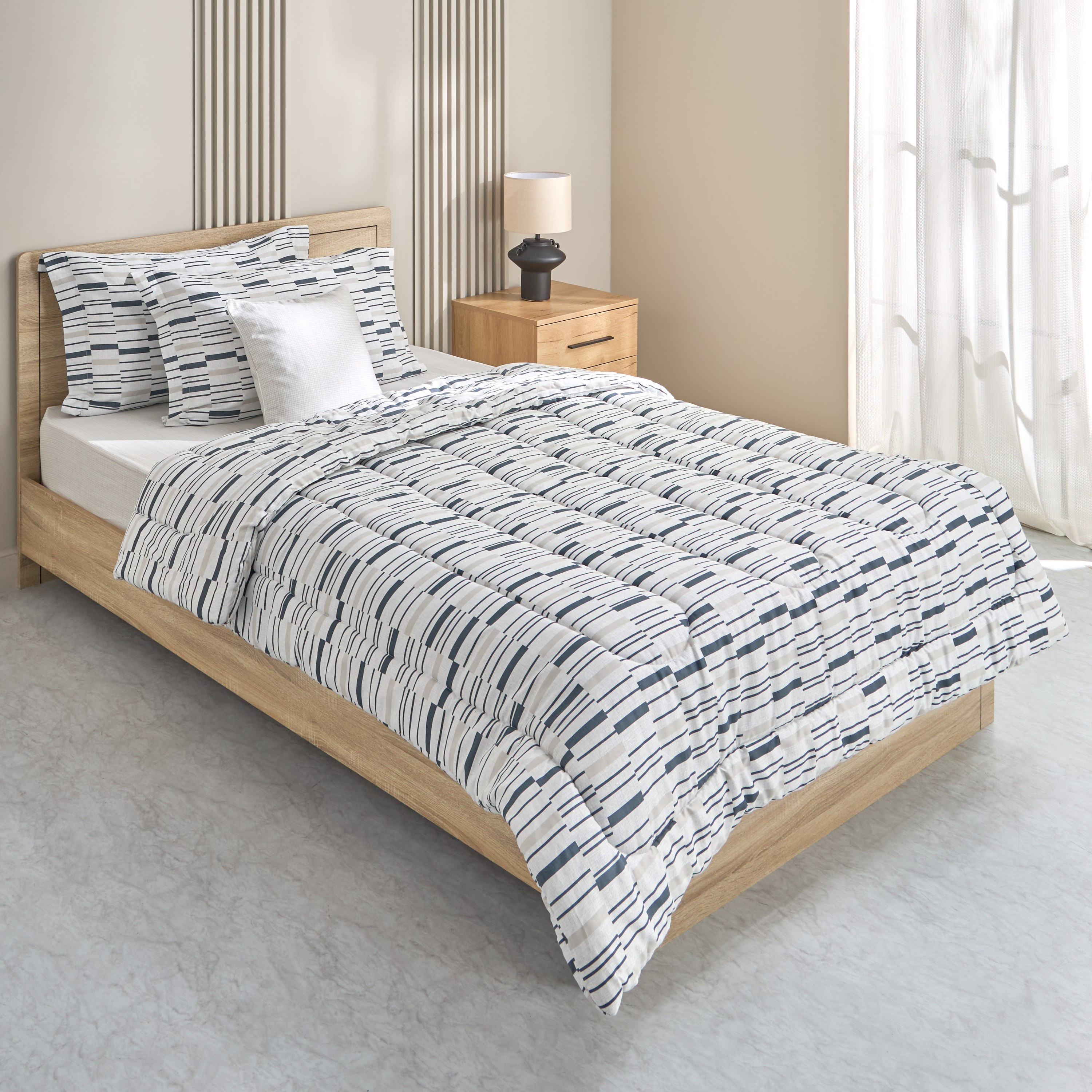 طقم لحاف مزدوج قطن  بطبعات 5 قطع ويلكوم من هيوستن- 160x220 سم-hbxhomeware-hbxbedroom-image-2