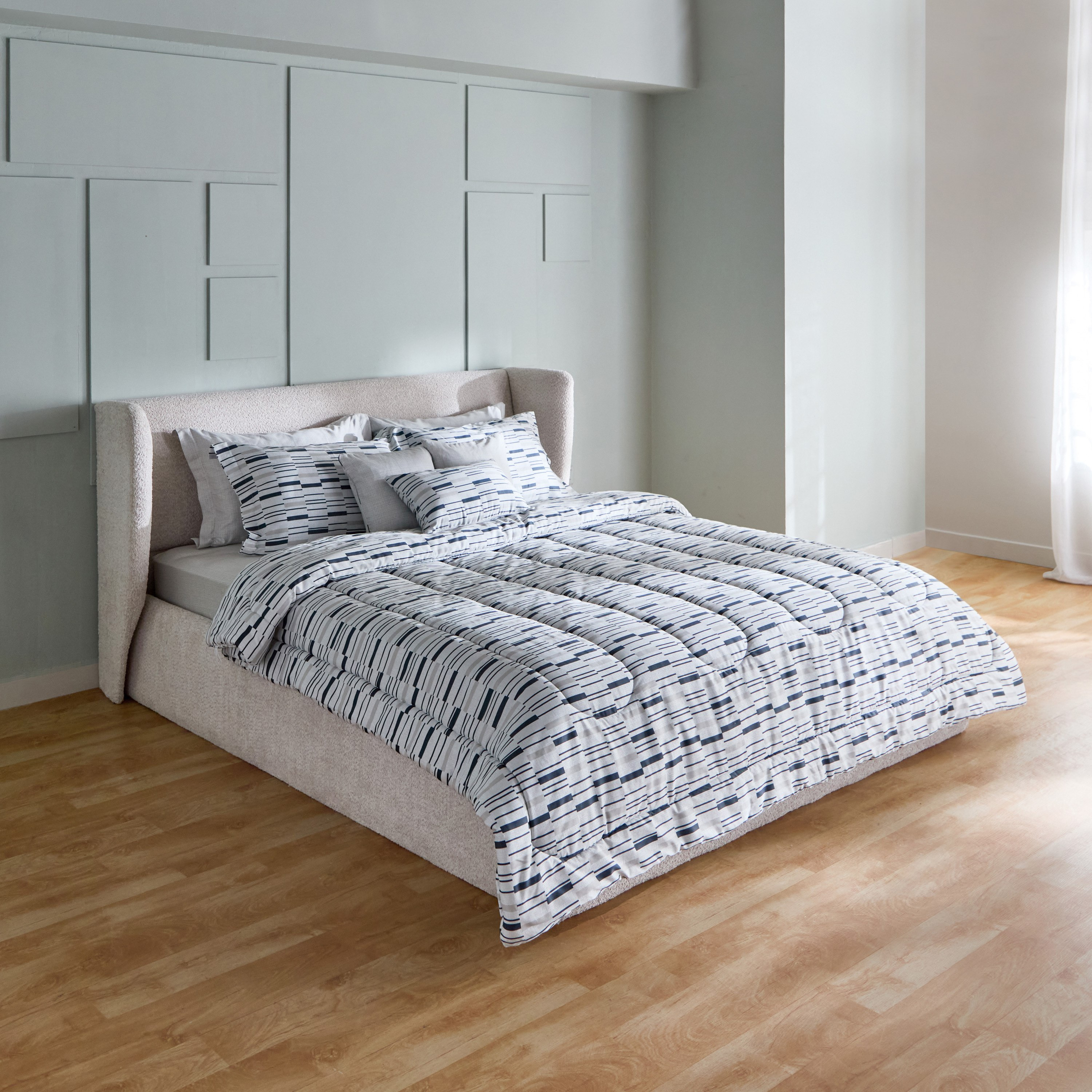 طقم لحاف سوبر كينج قطن بطبعات 9 قطع ويلكوم من هيوستن - 240x240 سم-hbxhomeware-hbxbedroom-image-2