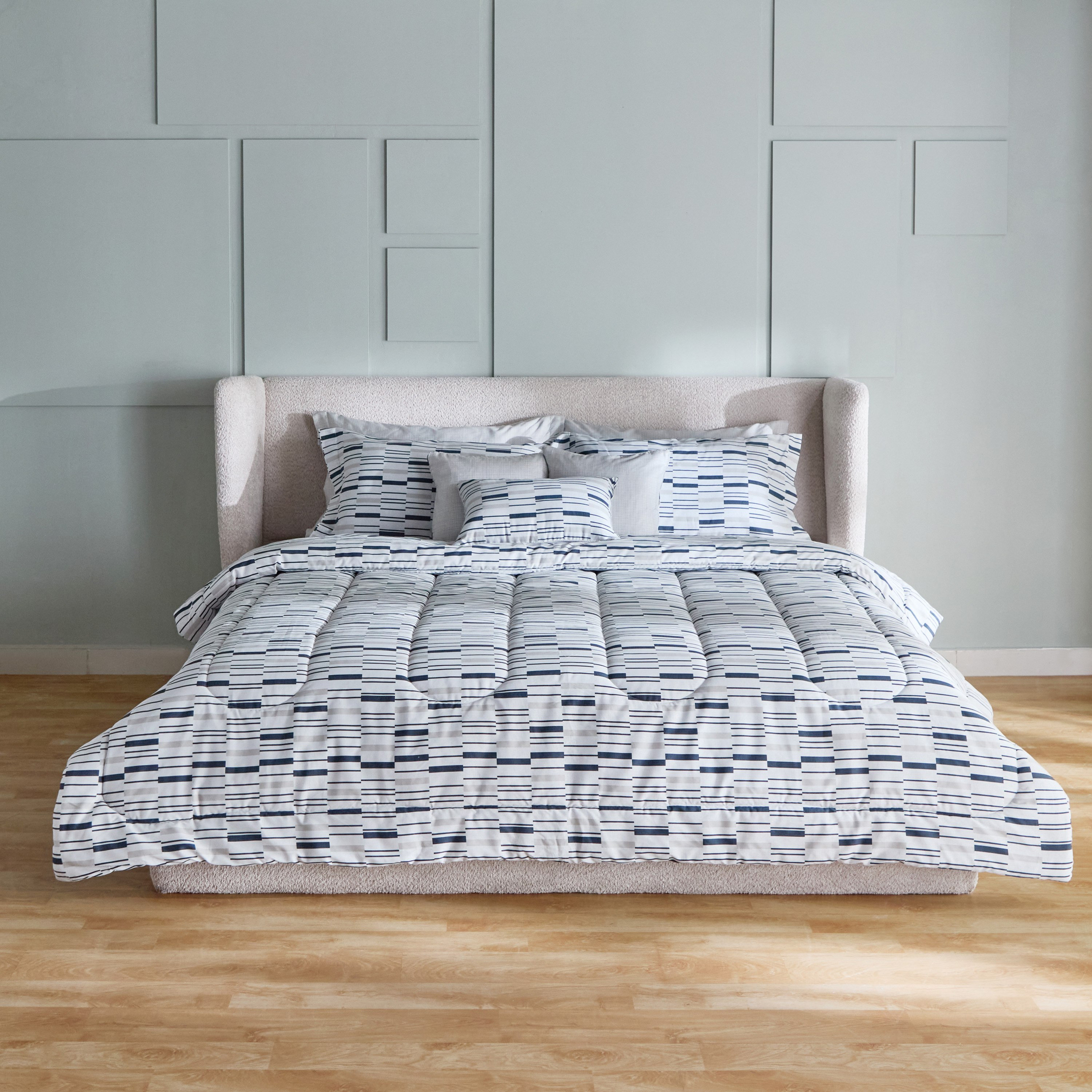 طقم لحاف سوبر كينج قطن بطبعات 9 قطع ويلكوم من هيوستن - 240x240 سم-hbxhomeware-hbxbedroom-image-3