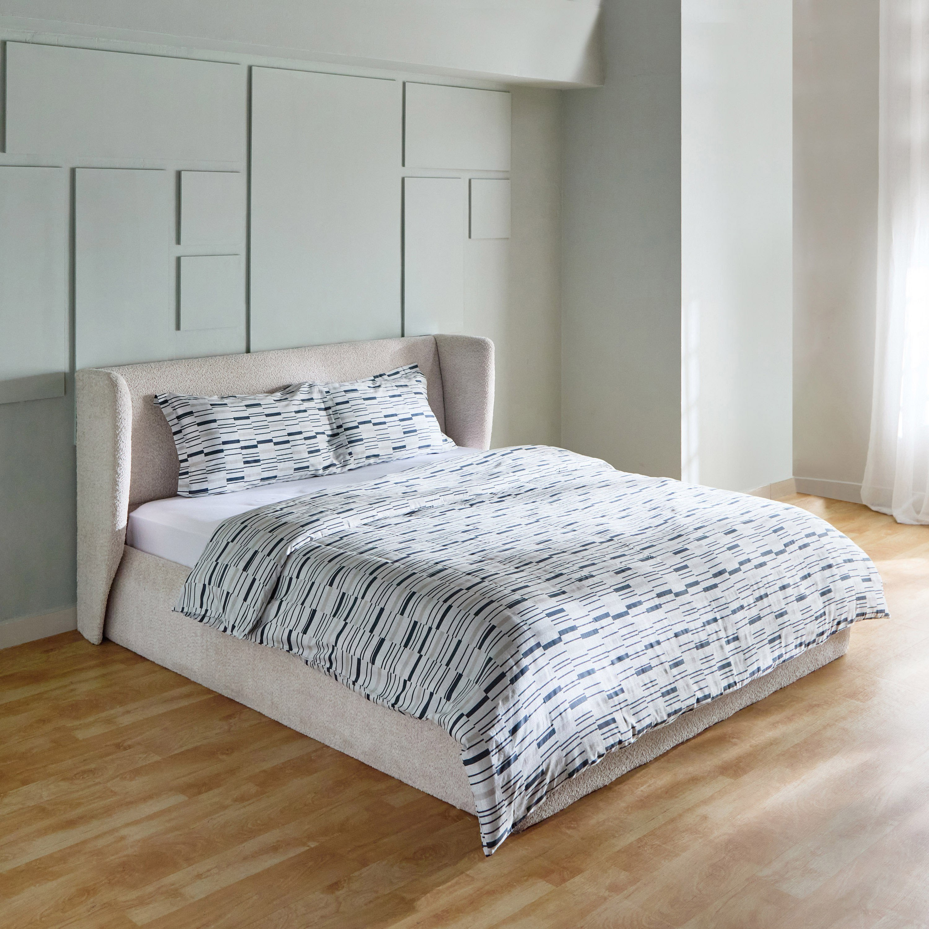 طقم غطاء لحاف مبطّن سوبر كينج قطن بطبعات 3 قطع ويلكم من هيُوستن  - 240x220 سم-hbxhomeware-hbxbedroom-image-2