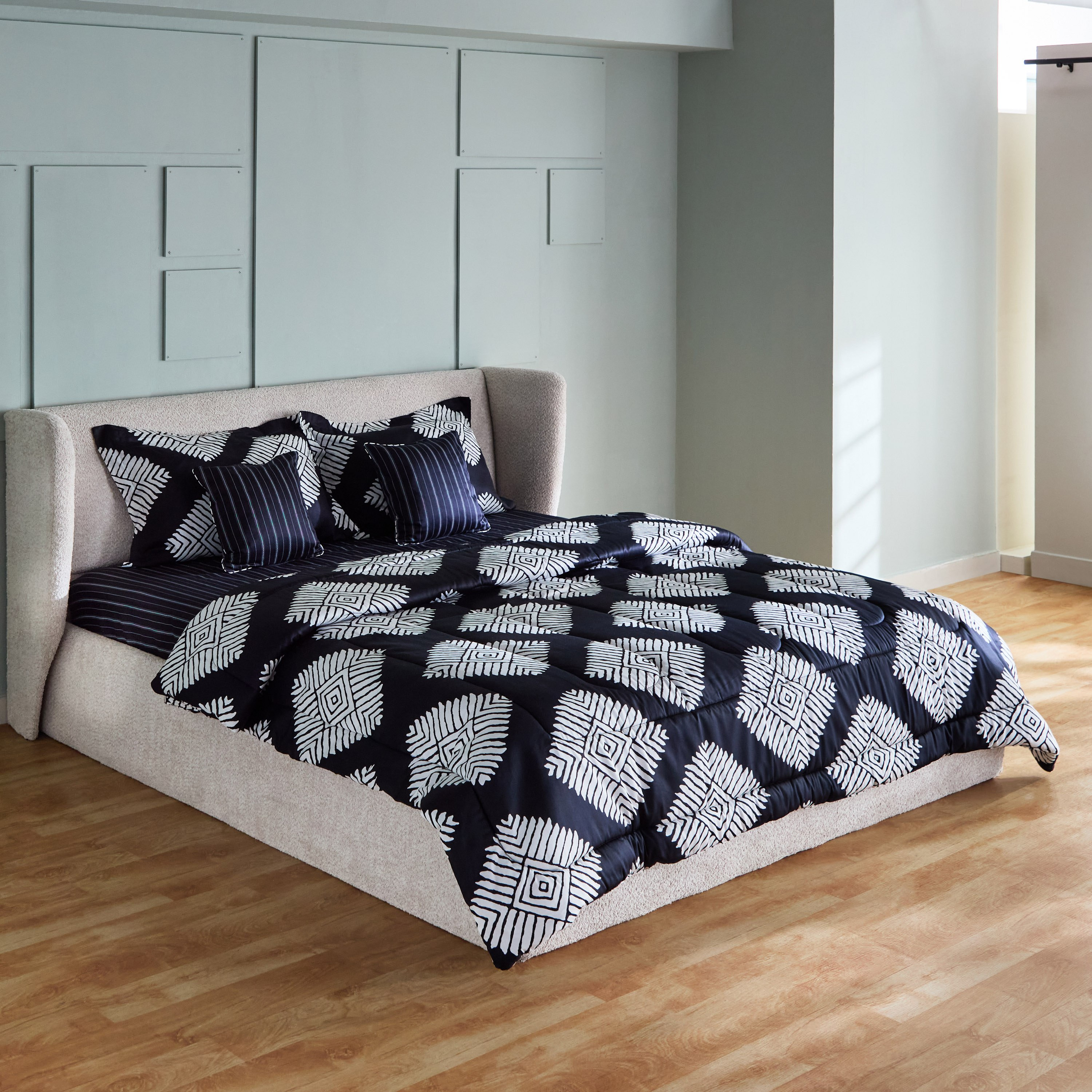 Houston Arno 5-Piece Cotton Printed King Comforter Set - 220x240 cm-hbxhomeware-hbxbedroom-image-2