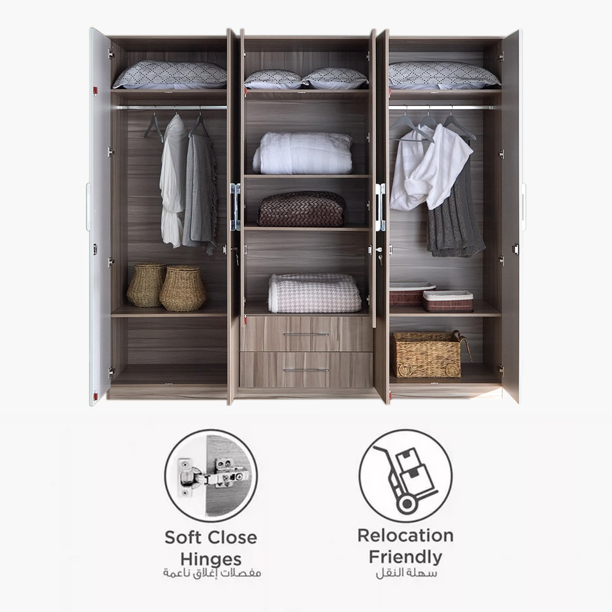 Miami Nxt 6-Door Wardrobe with Mirror and Drawers-hbxfurniture-wardrobes-image-5