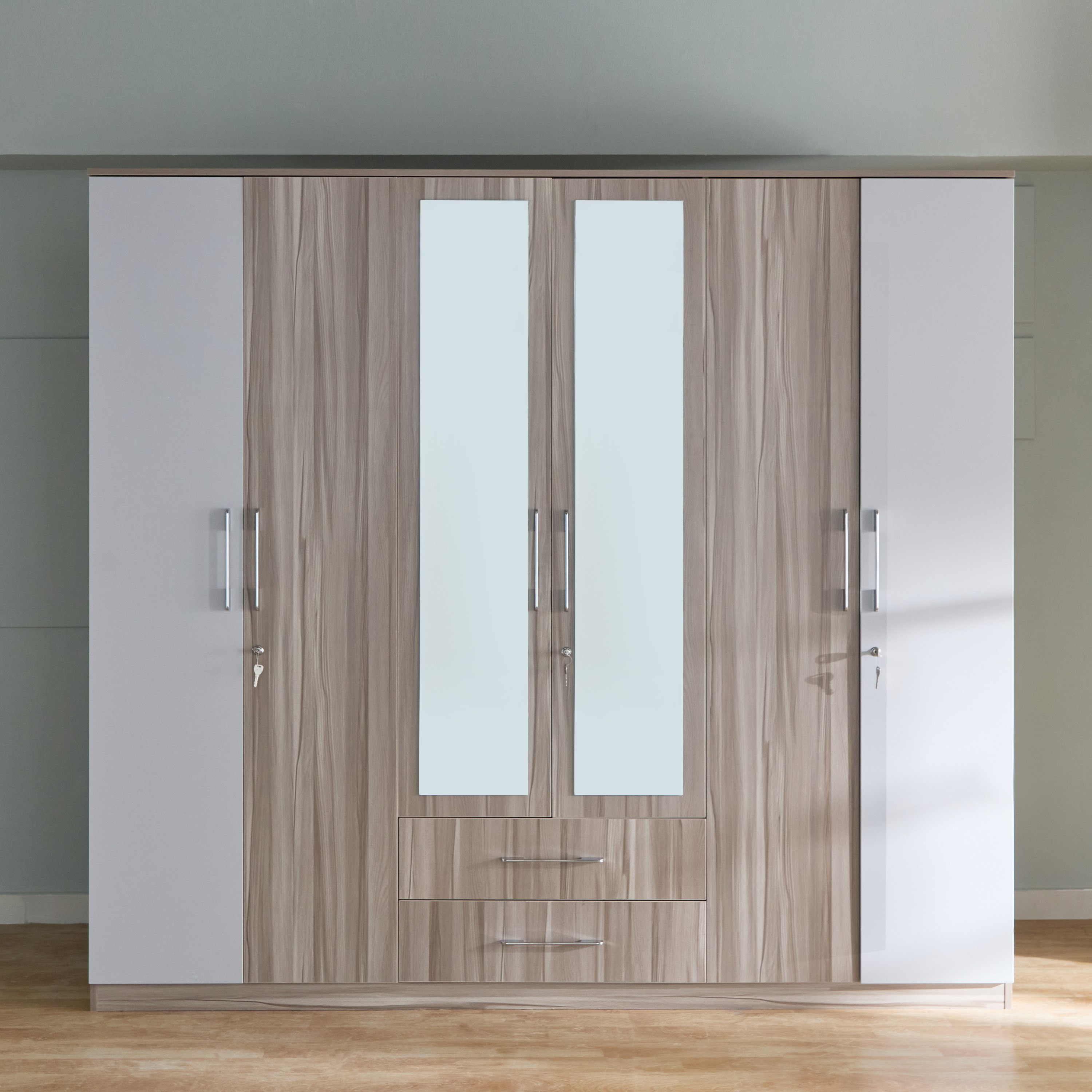 Miami Nxt 6-Door Wardrobe with Mirror and Drawers-hbxfurniture-wardrobes-image-2