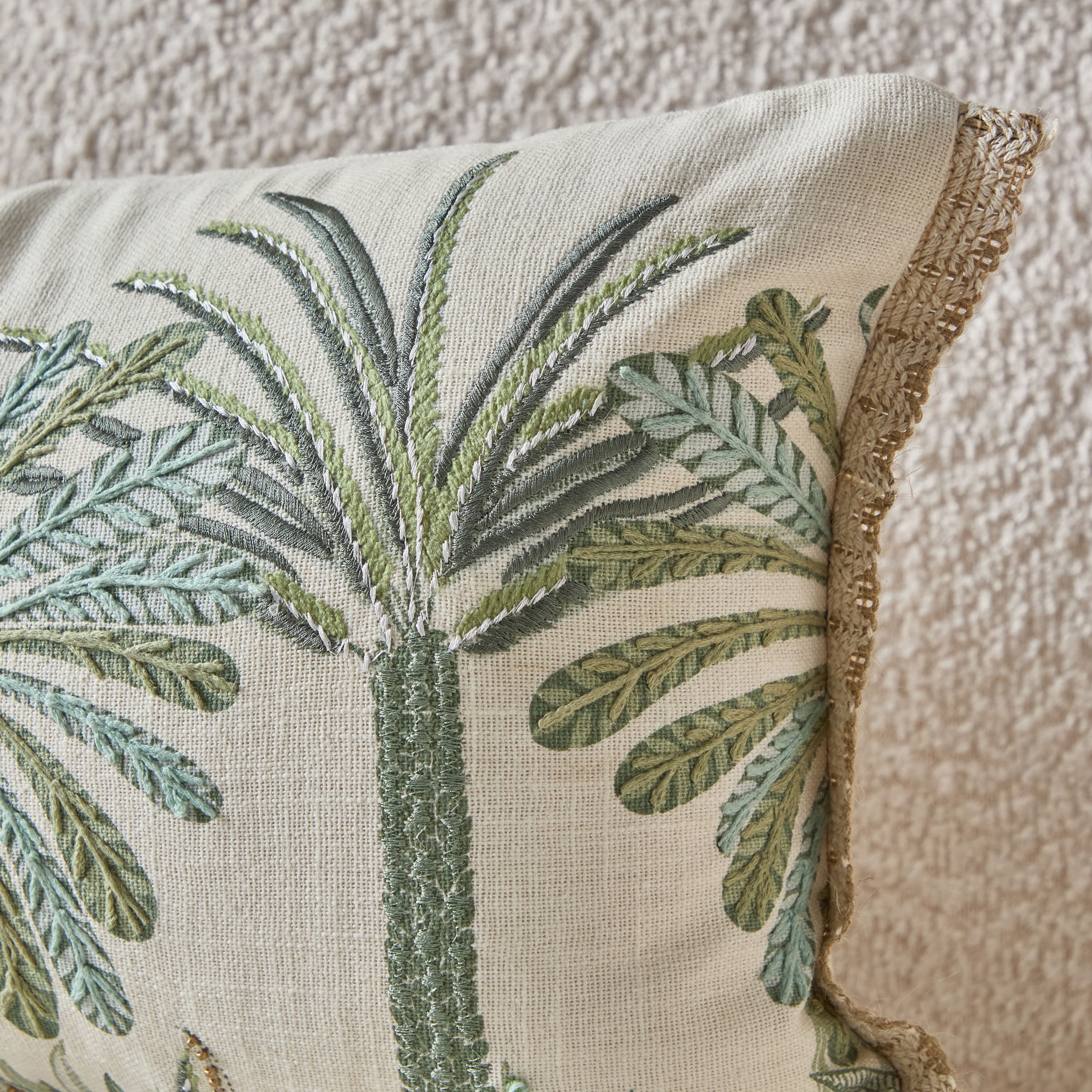 Cancun Palm Embroidered Filled Cushion - 30x50 cm-hbxhomeware-hbxbedroom-image-2
