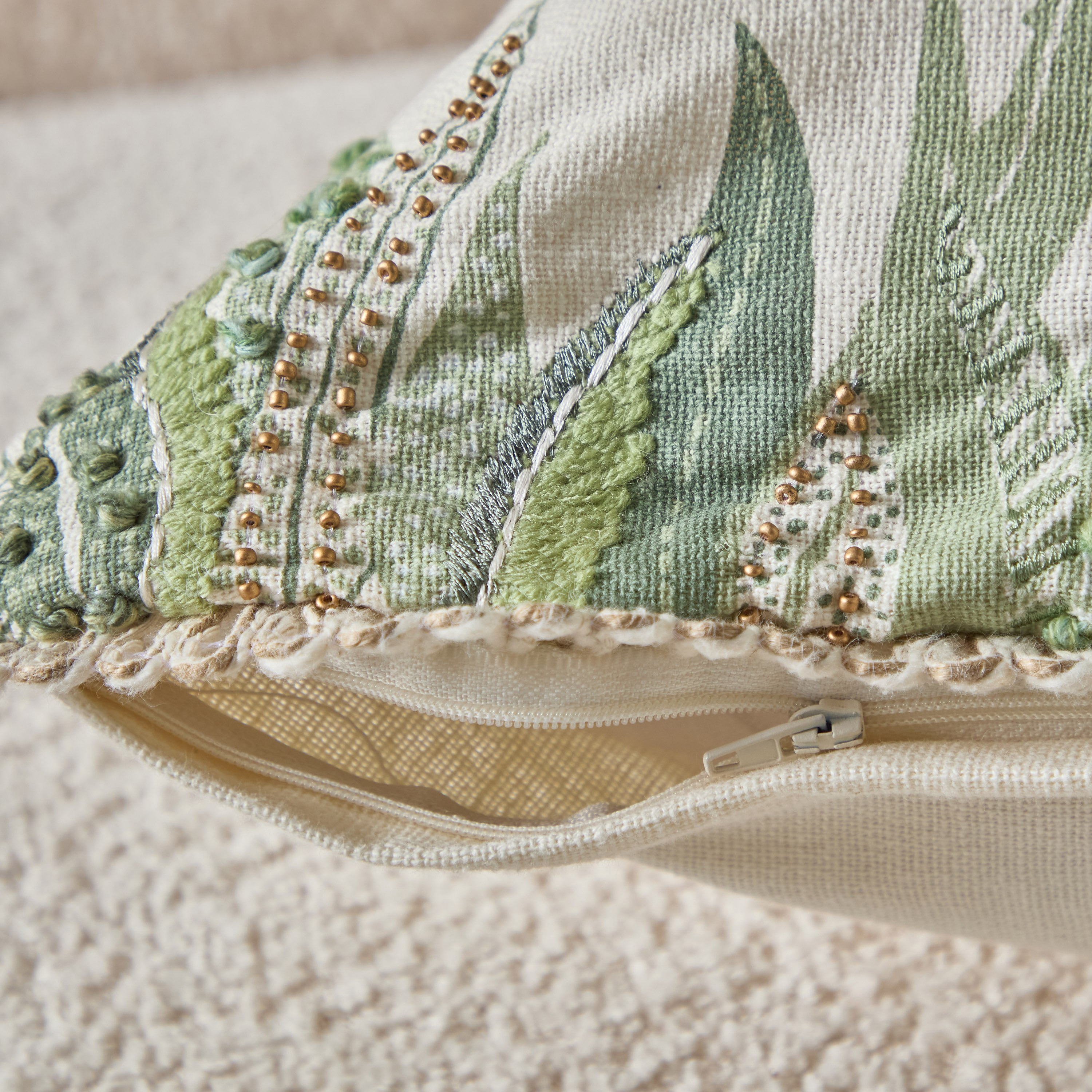 Cancun Palm Embroidered Filled Cushion - 50x50 cm-hbxhomeware-hbxbedroom-image-3