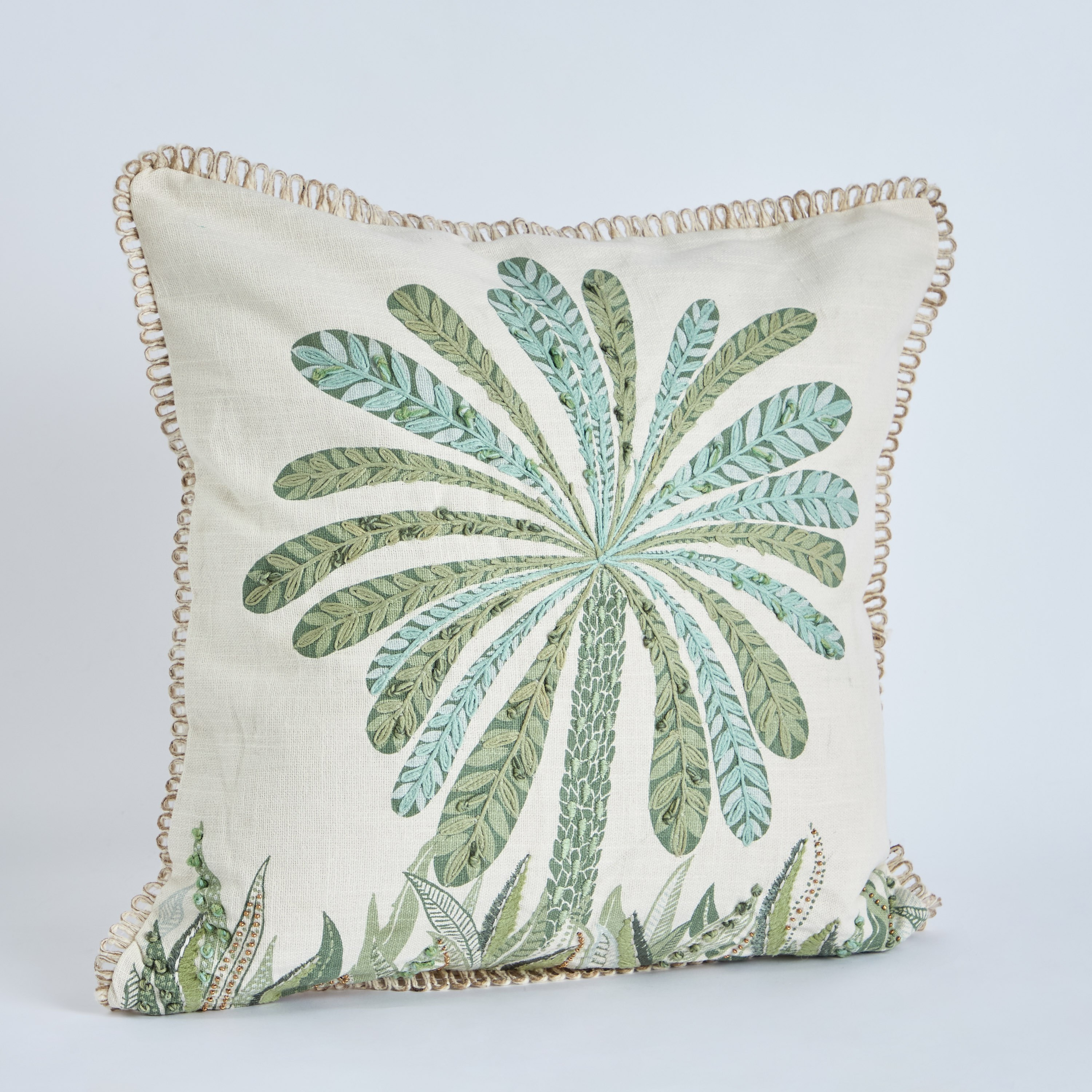 Cancun Palm Embroidered Filled Cushion - 50x50 cm-hbxhomeware-hbxbedroom-image-5