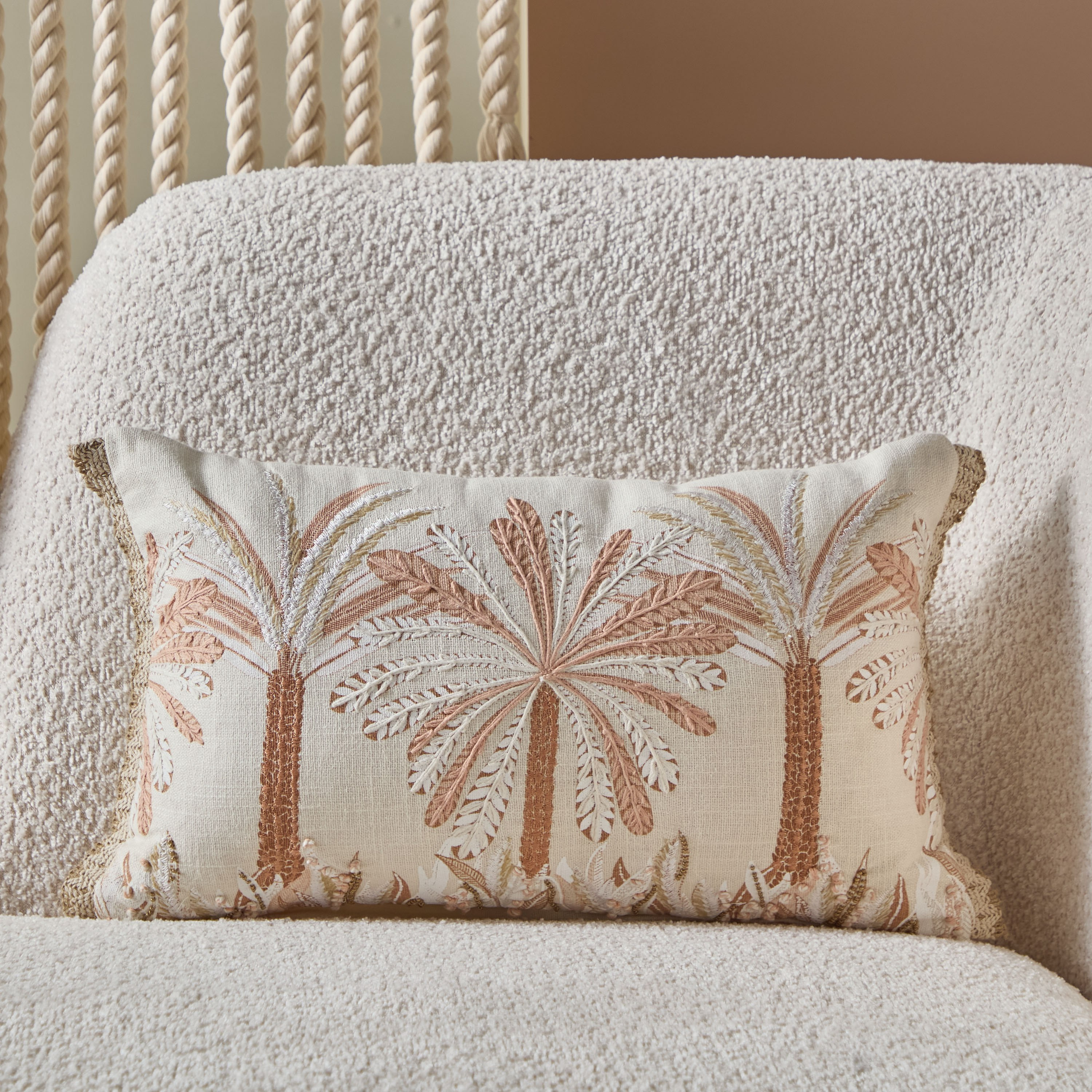 Cancun Palm Embroidered Filled Cushion - 30x50 cm-hbxhomeware-hbxbedroom-image-1