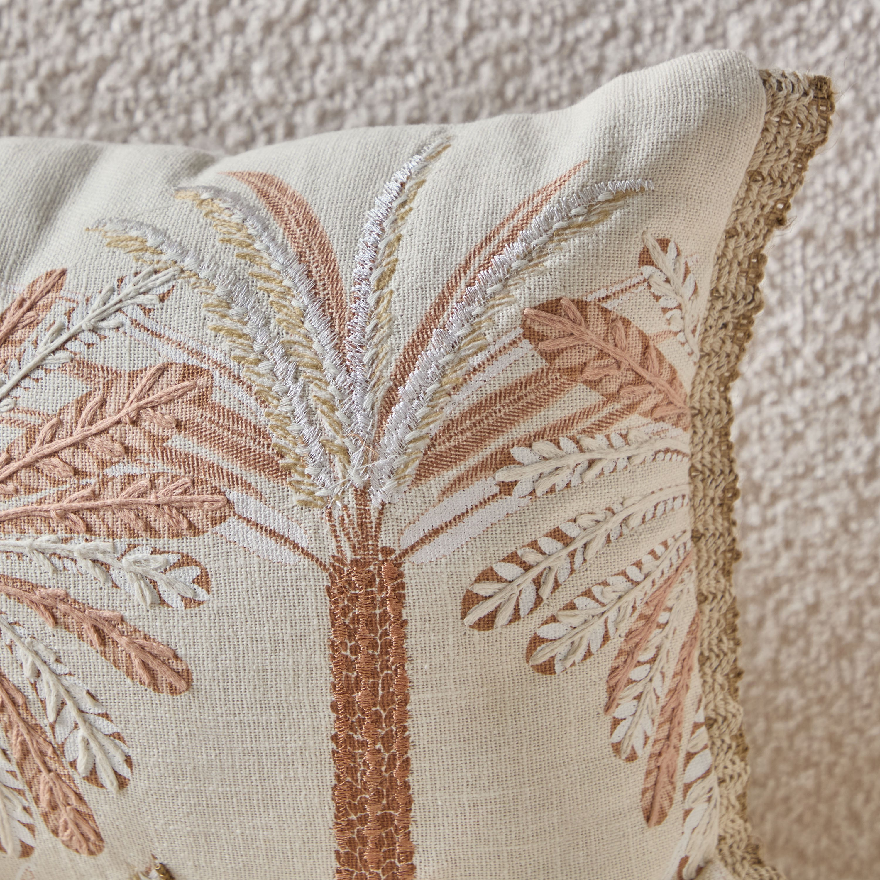 Cancun Palm Embroidered Filled Cushion - 30x50 cm-hbxhomeware-hbxbedroom-image-2