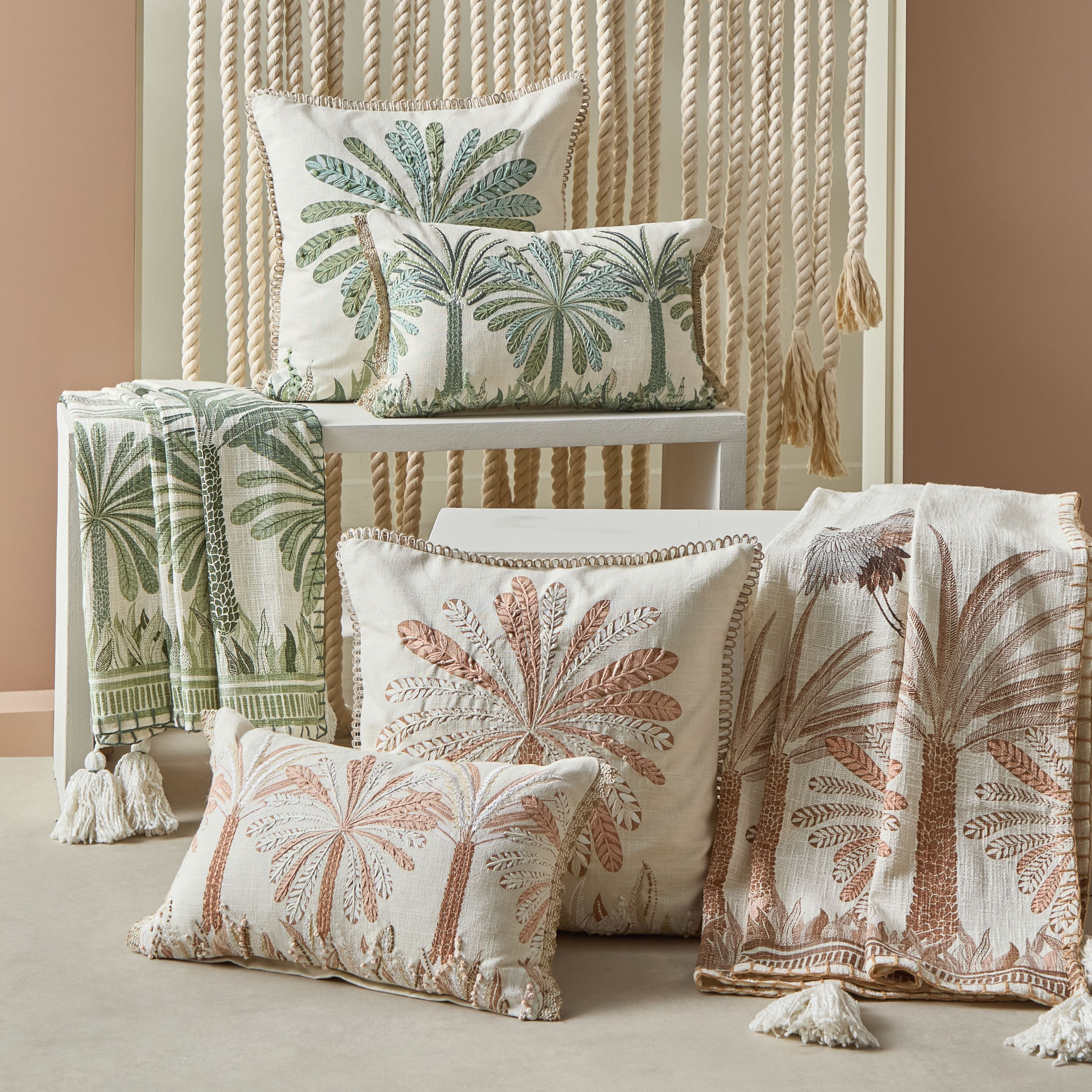Cancun Palm Embroidered Filled Cushion - 30x50 cm-hbxhomeware-hbxbedroom-image-4